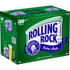 Rolling Rock 30 Pack 12oz Cans, American Lager by Latrobe Brewing, Anheuser-Busch, green box with white and blue logo, 4.4% ABV