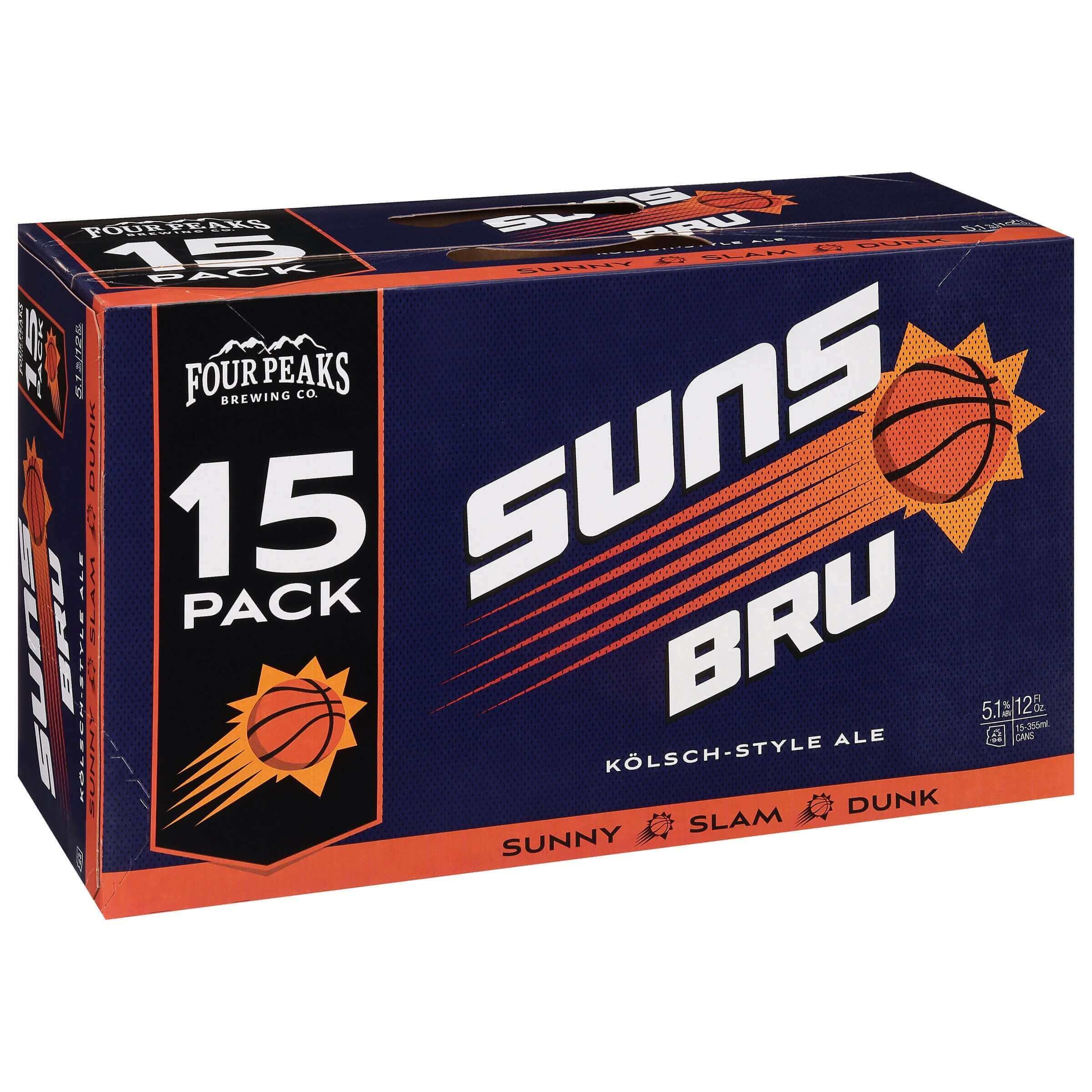 Four Peaks Suns Bru 15-Pack Kölsch-Style Ale 12oz cans with basketball-themed design