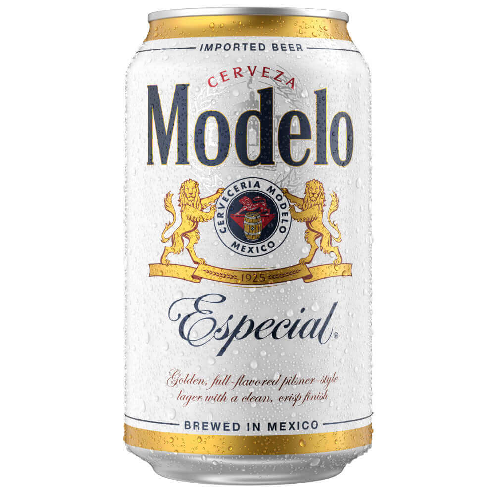 Modelo Especial 12oz can, Mexican lager with crisp malt flavor by Grupo Modelo, brewed in Mexico City. ABV 4.4%.