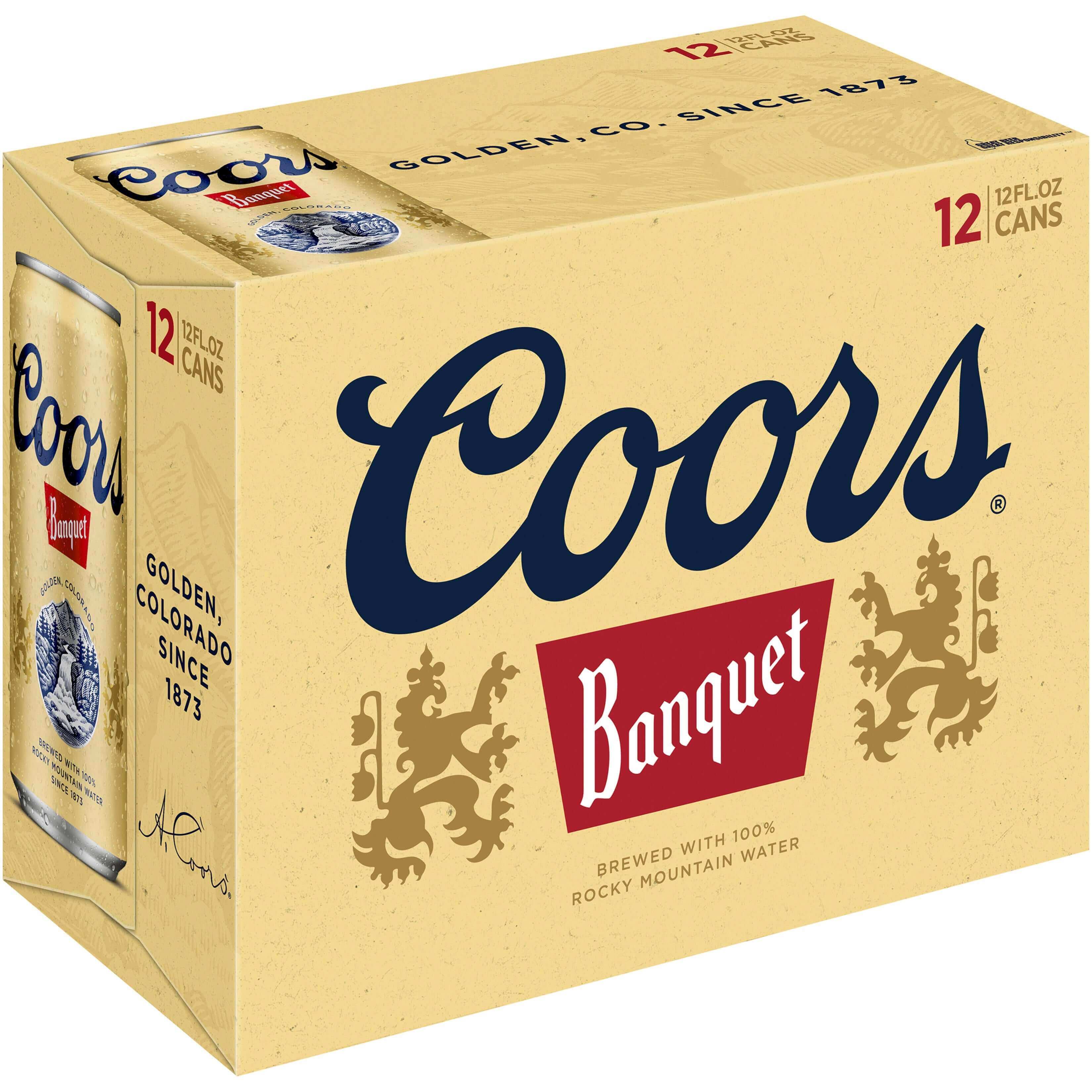 Coors Banquet 12 Pack - 12oz Cans in packaging, American Lager, Coors Brewing Company, Golden, Colorado, USA