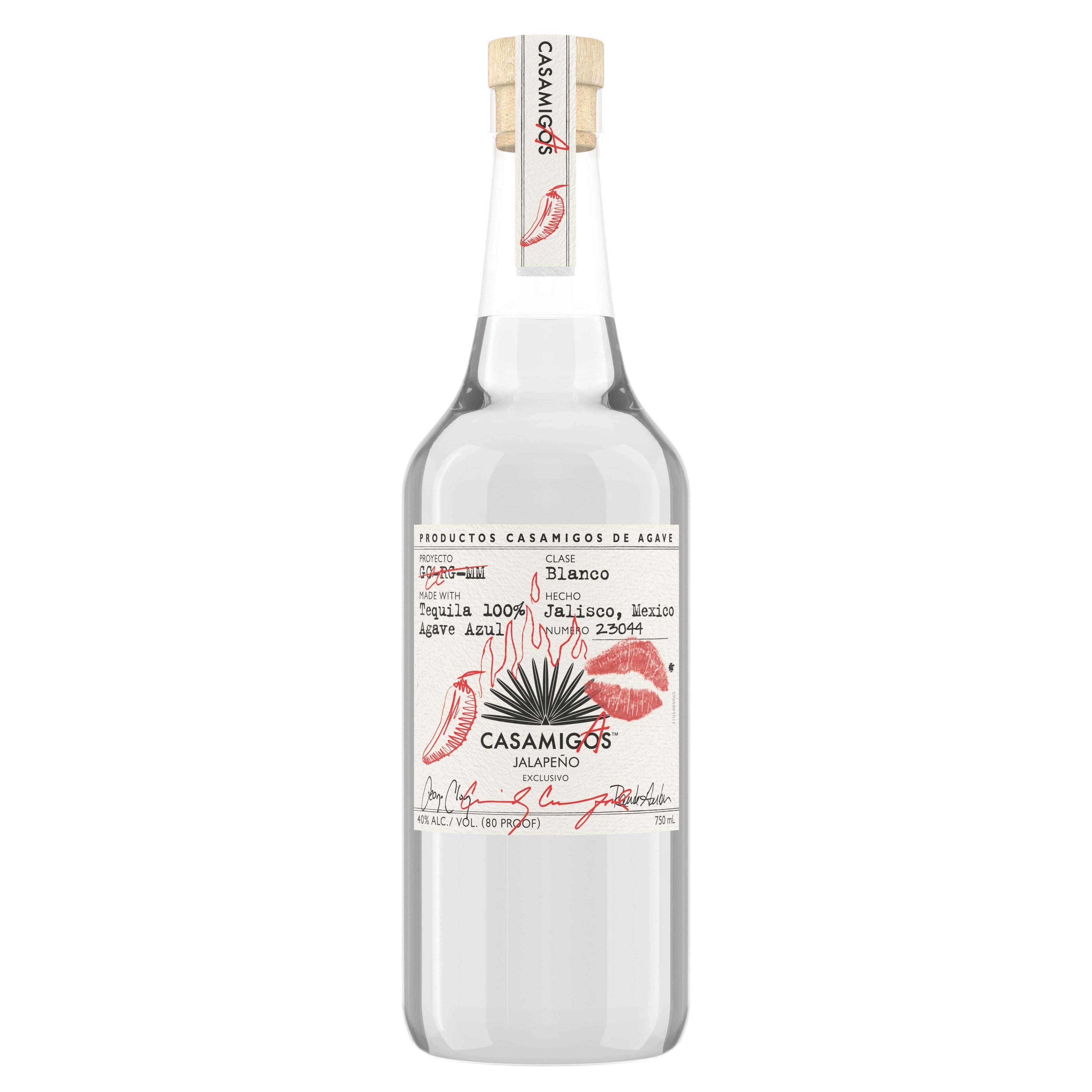 Casamigos Jalapeño Tequila 750ml bottle featuring Blanco label design from Jalisco, Mexico, with red jalapeño graphics.