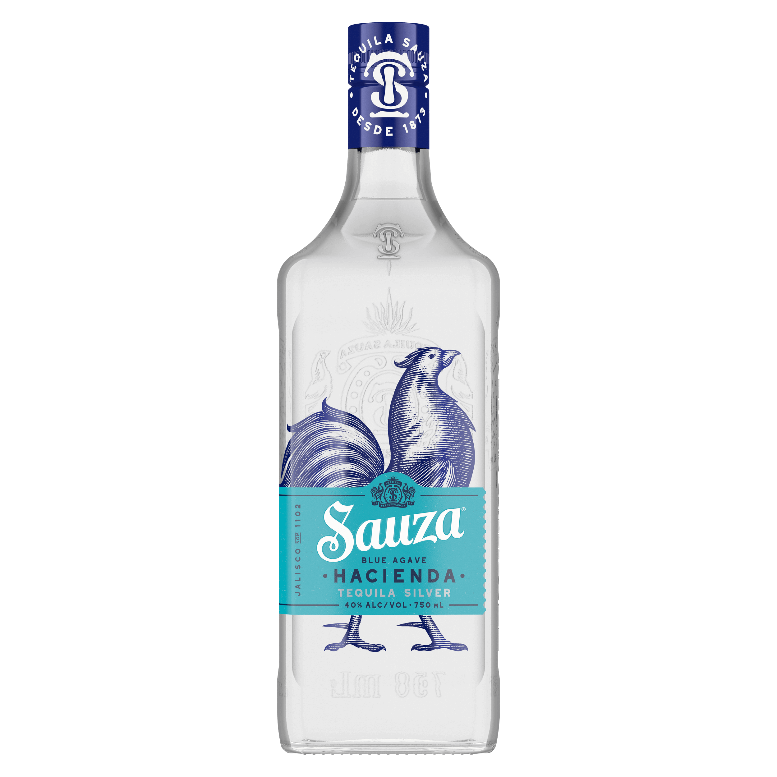 Sauza Silver Tequila 750ml bottle, Blanco tequila, crafted in Tequila, Jalisco, by Destiladora Sauza, known for its crisp, fresh profile.