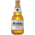 Modelo Especial 12oz glass bottle of Mexican Lager by Grupo Modelo with condensation droplets.