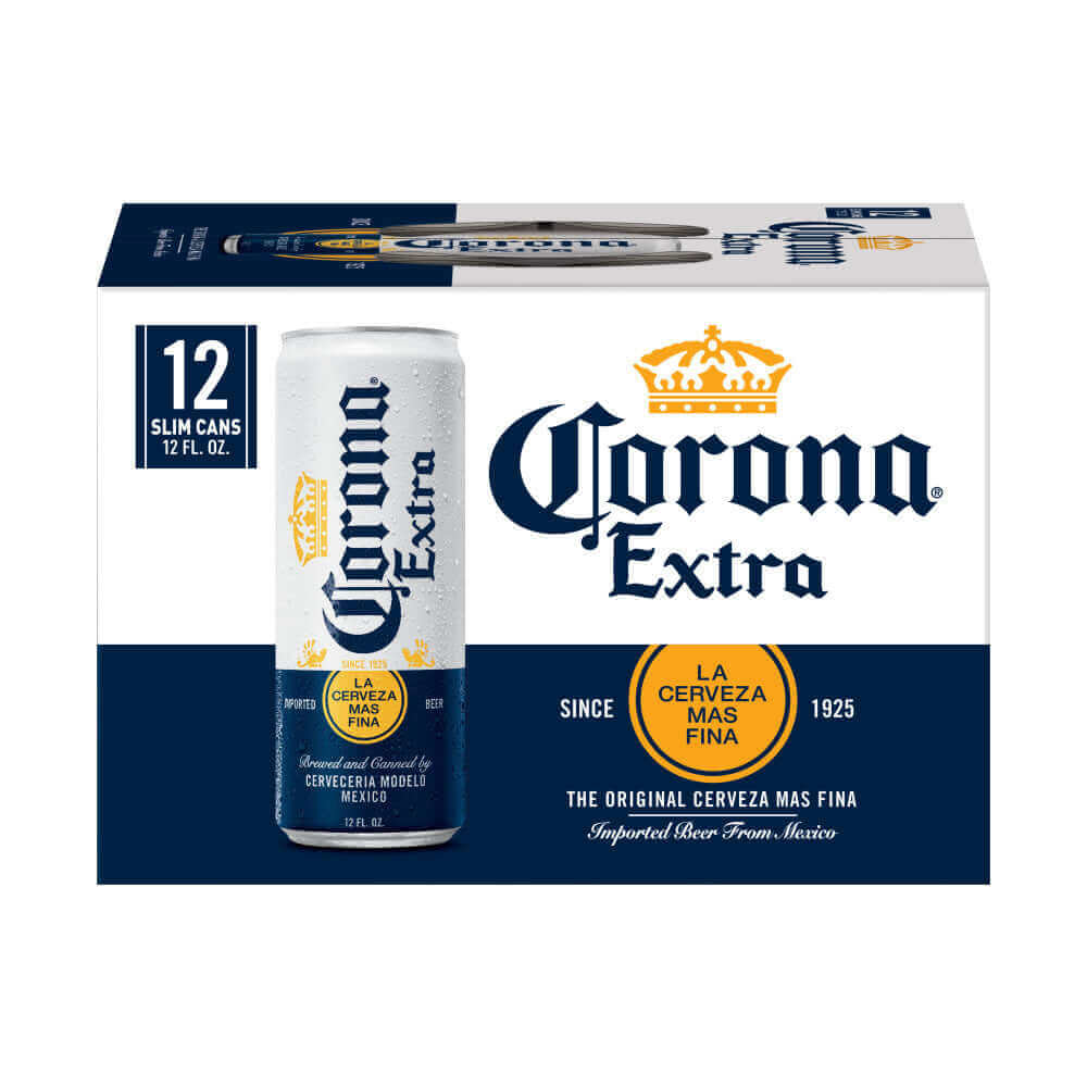 12-pack of Corona Extra 12oz cans, featuring crisp lager from Mexico&