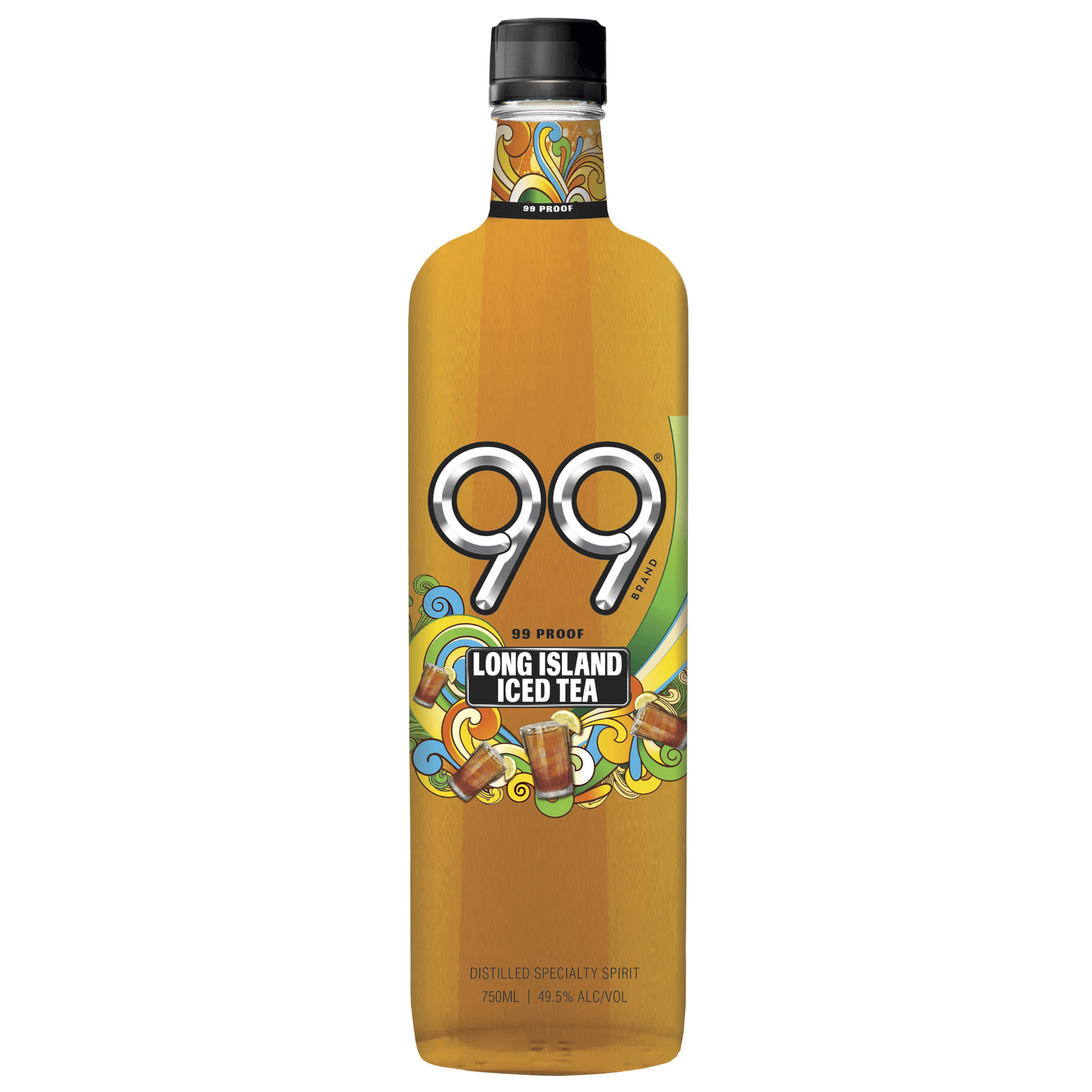 Bottle of 99 Long Island Iced Tea Liqueur, 750ml, 99 proof, vibrant label design