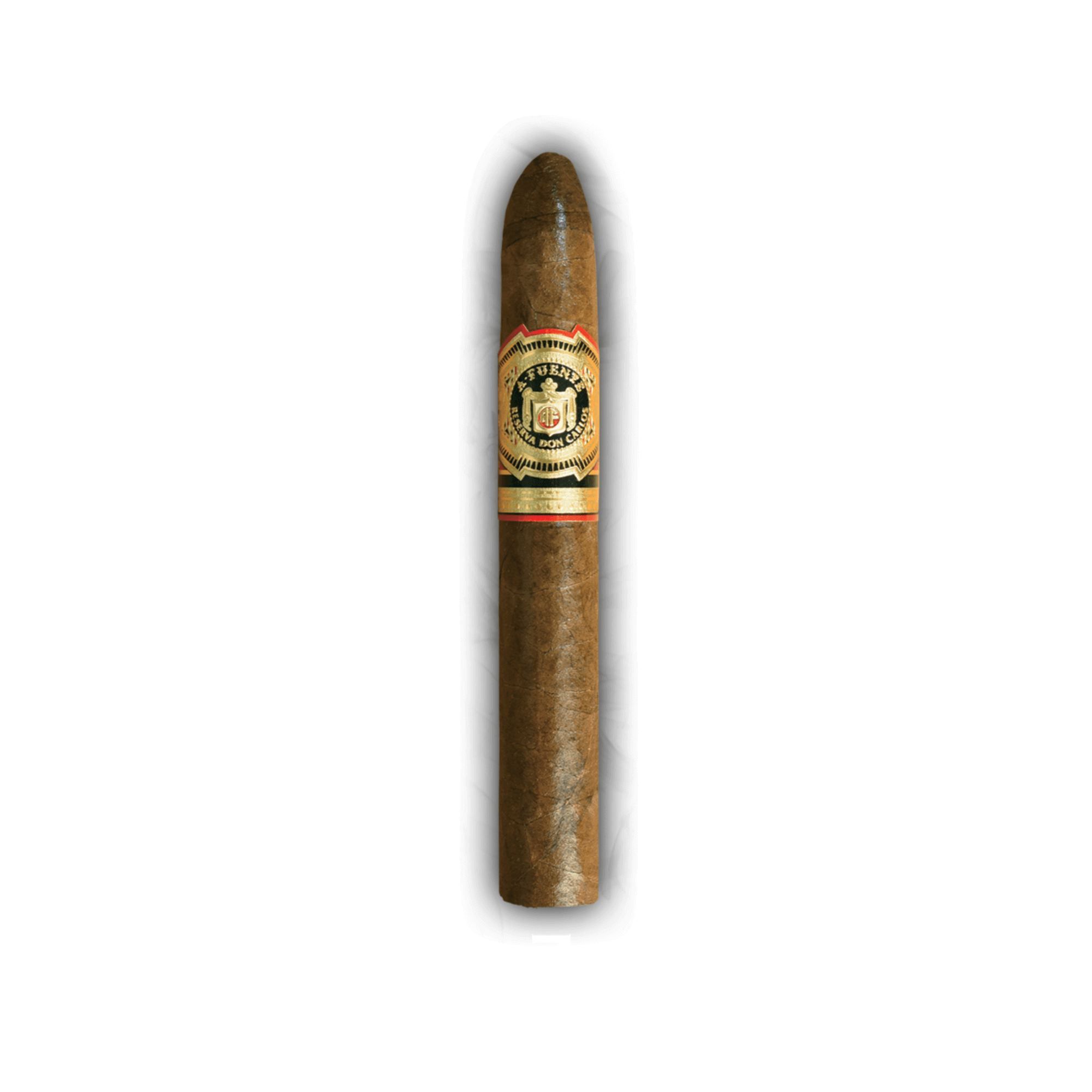 Arturo Fuente Don Carlos No. 4 cigar from Dominican Republic, medium to full strength, African Cameroon wrapper, cedar spice notes.