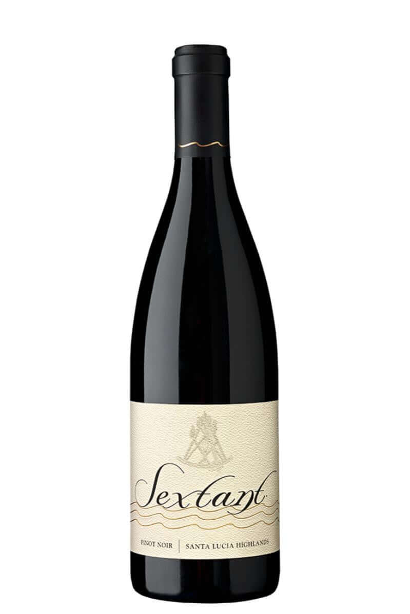 Sextant SLH Pinot Noir 2019 bottle, 750ml, from Santa Lucia Highlands, USA. Red wine with blackberry, raspberry, and floral notes.