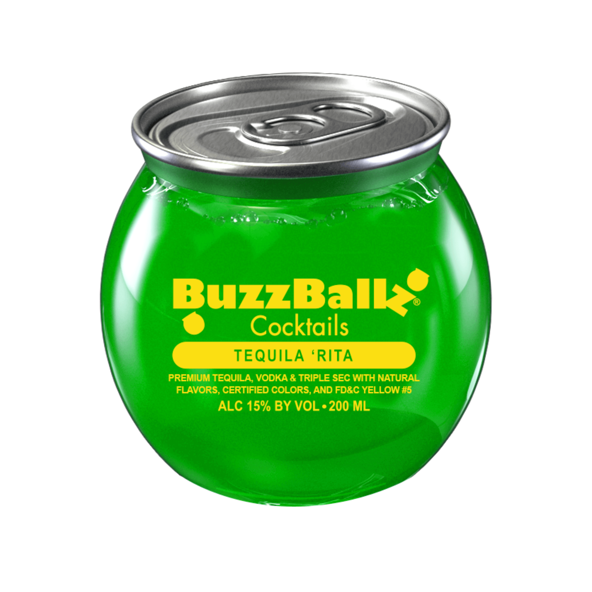 BuzzBallz Cocktails Tequila Rita 200ml, ready-to-drink margarita with real tequila and lime, vibrant green cocktail
