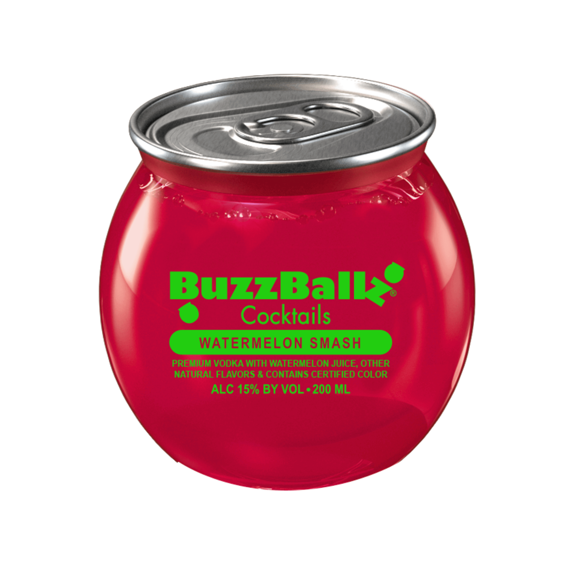 BuzzBallz Watermelon Smash Cocktail 200ML with real watermelon juice, perfect blend of alcohol and fruit flavors.