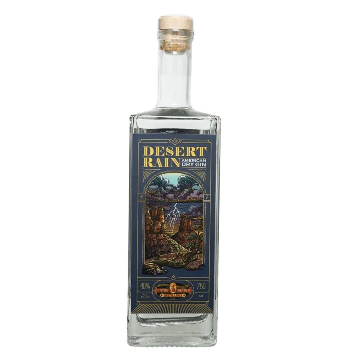 Canyon Diablo Desert Rain Gin 750ml bottle from Flagstaff, Arizona distillery. Premium small-batch gin with unique high-altitude character.
