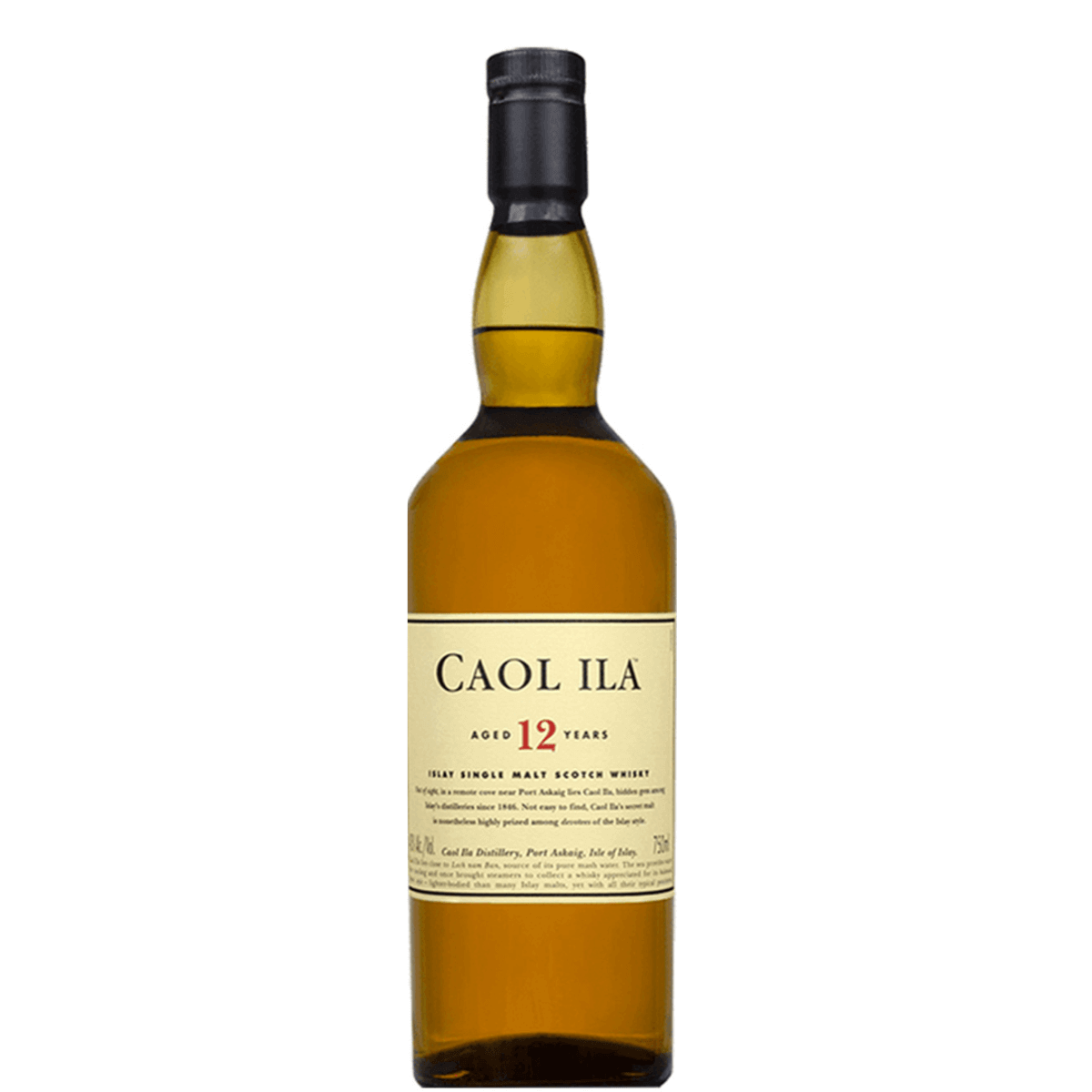 Bottle of Caol Ila 12-Year-Old Single Malt Scotch Whisky, 750ml, from Islay, Scotland