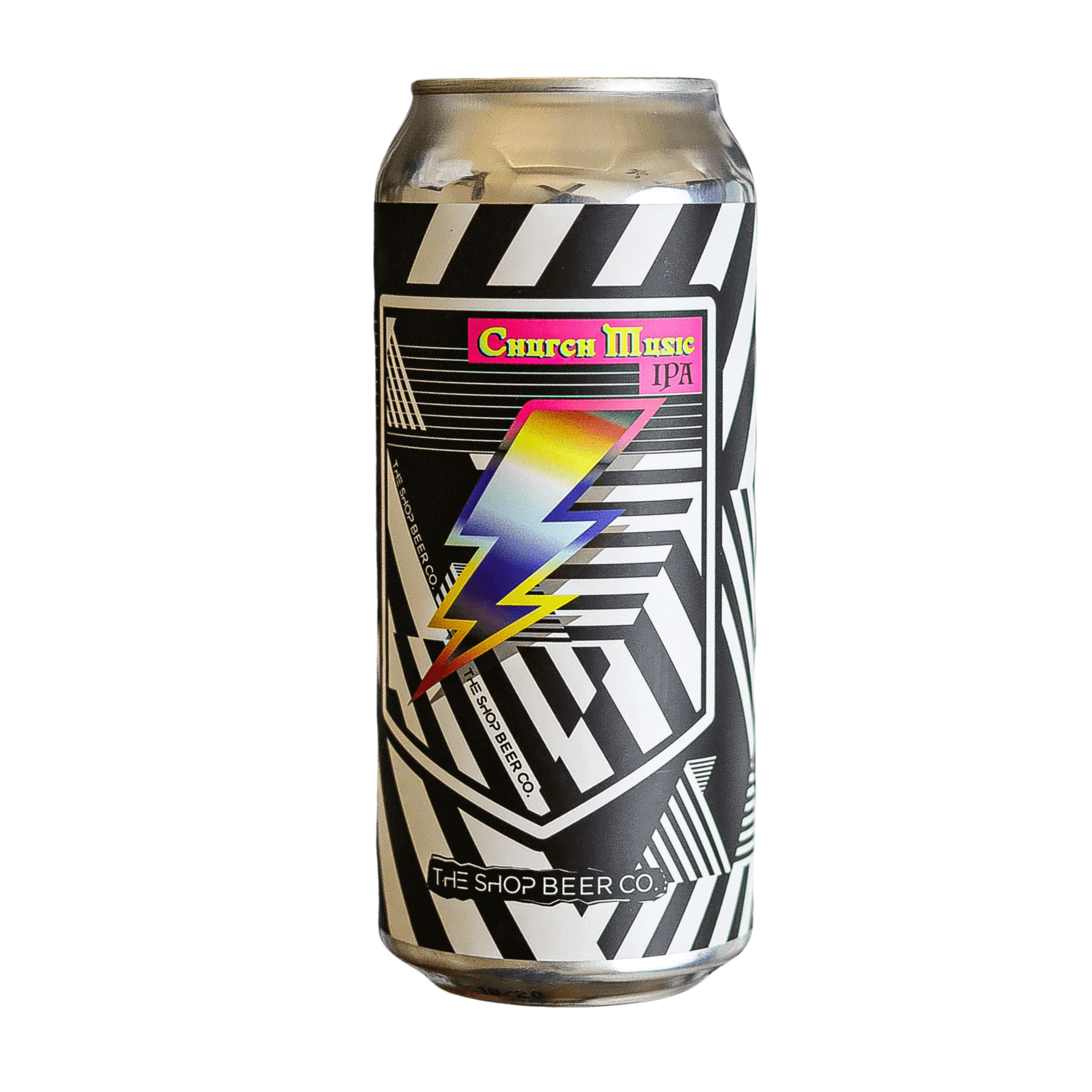 Church Music 16oz CAN by The Shop Beer Co, Hazy IPA with tropical notes, Tempe, Arizona.