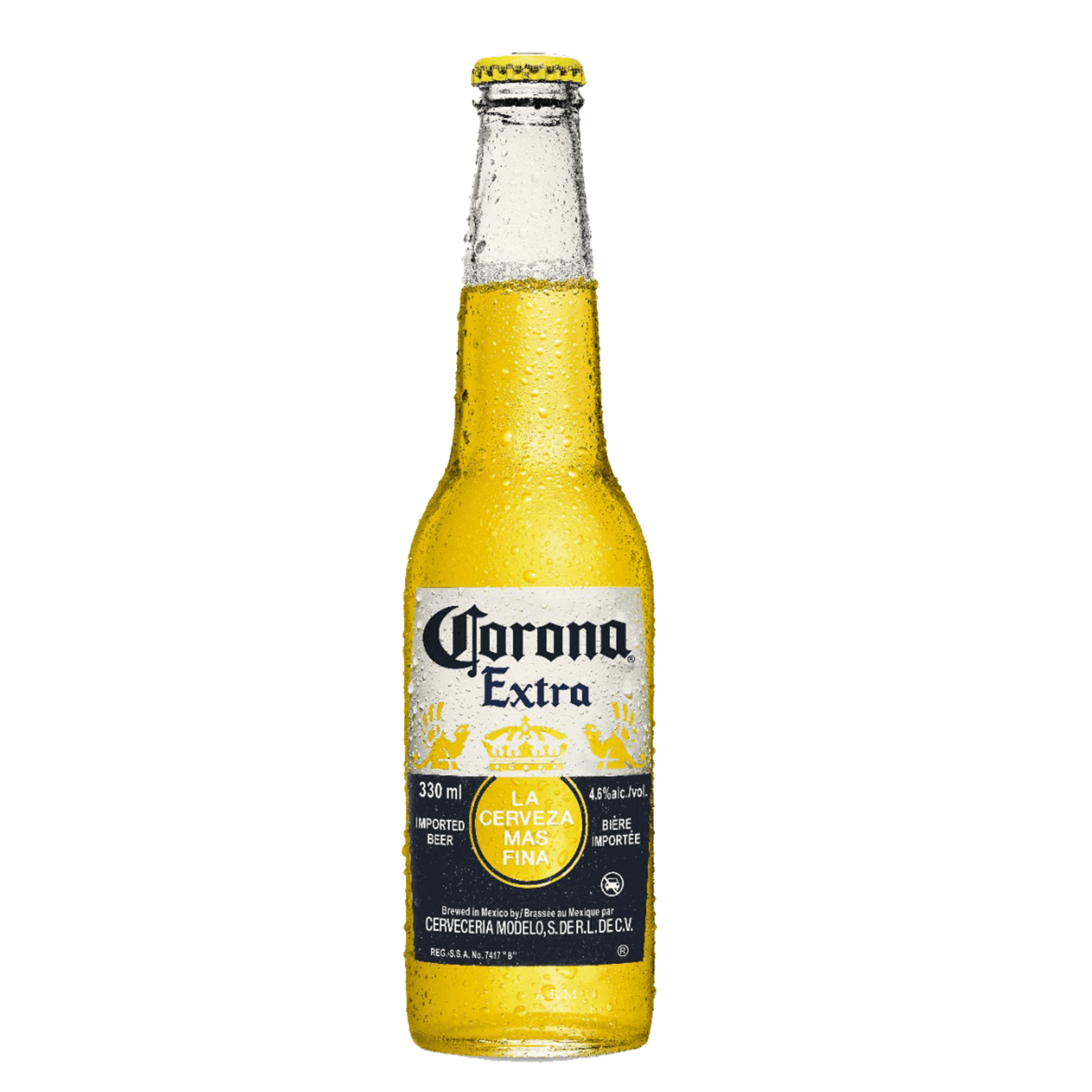Corona Extra 330ml bottle of Mexican pale lager beer by Grupo Modelo.