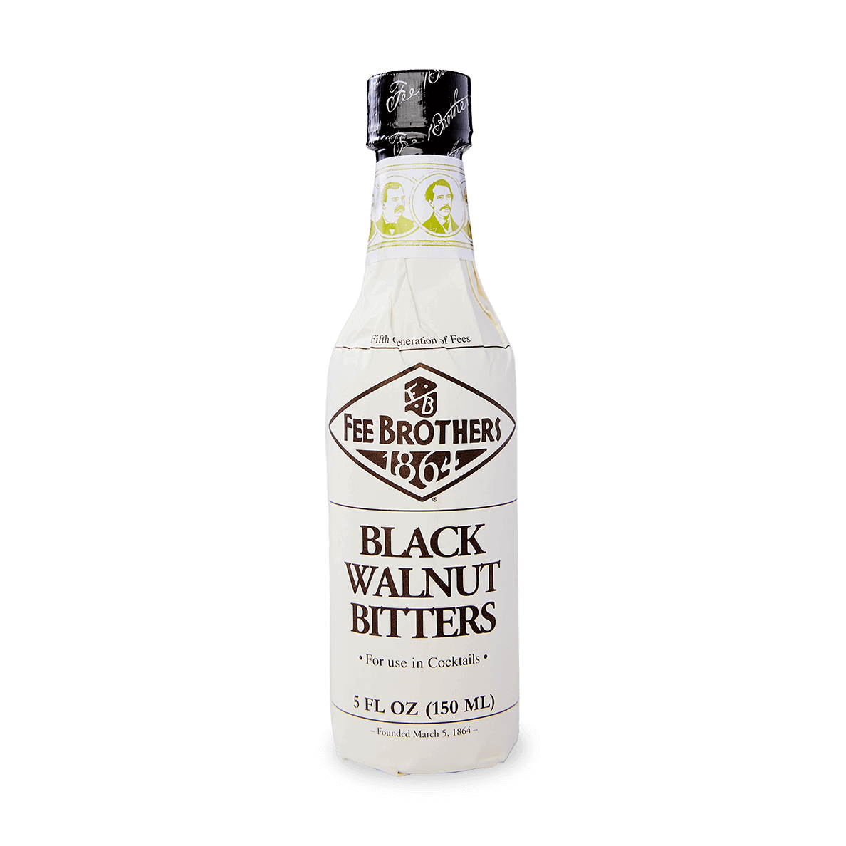 Fee Brothers Black Walnut Bitters 5oz bottle, robust nutty cocktail flavor, Rochester NY, family-owned since 1863