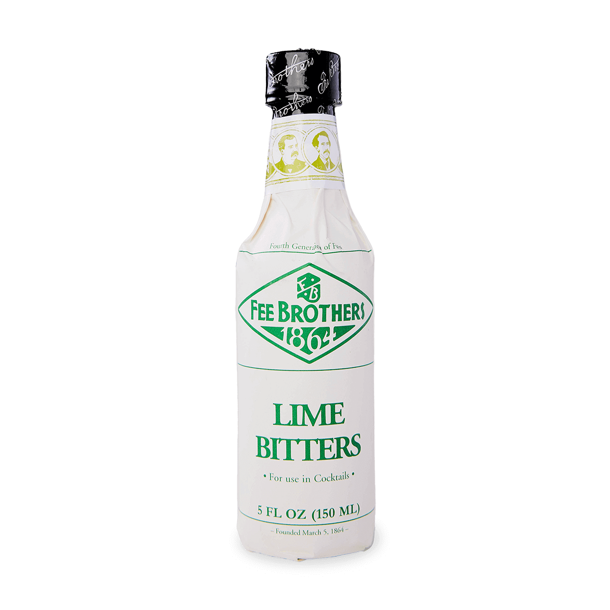 Fee Brothers Lime Bitters 5oz bottle, citrus cocktail flavor from Rochester, NY, USA, non-alcoholic, perfect for cocktails.