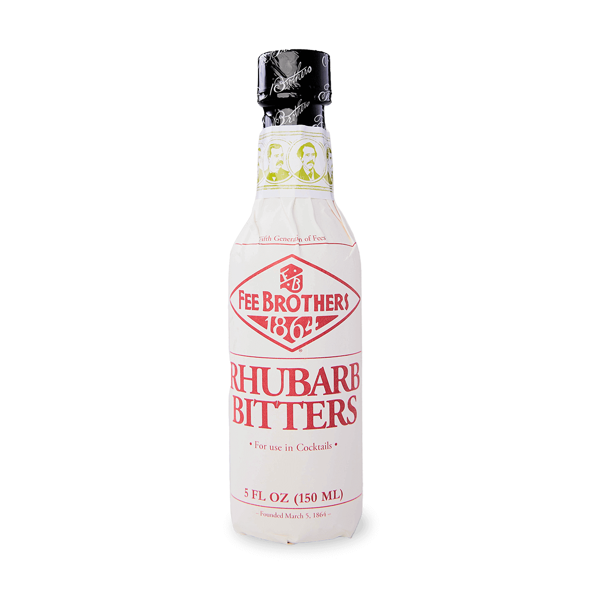 Fee Brothers Rhubarb Bitters 5oz bottle for cocktails, from family-owned distillery in Rochester, New York.