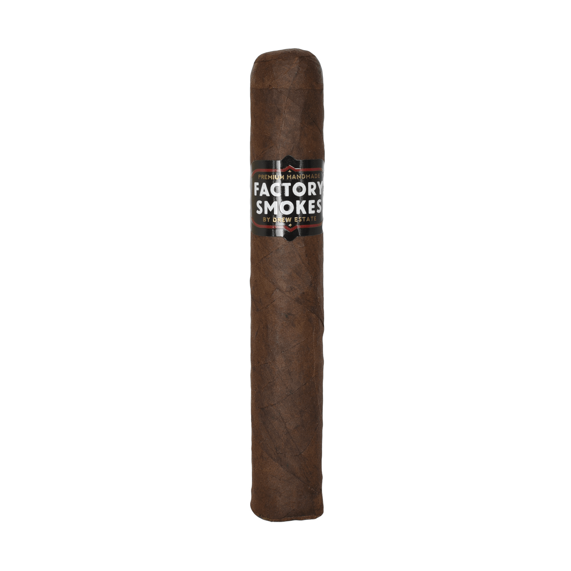 Factory Smokes Maduro Gordito cigar with a smooth Maduro wrapper by Drew Estate, offering rich flavors like dark chocolate and espresso.
