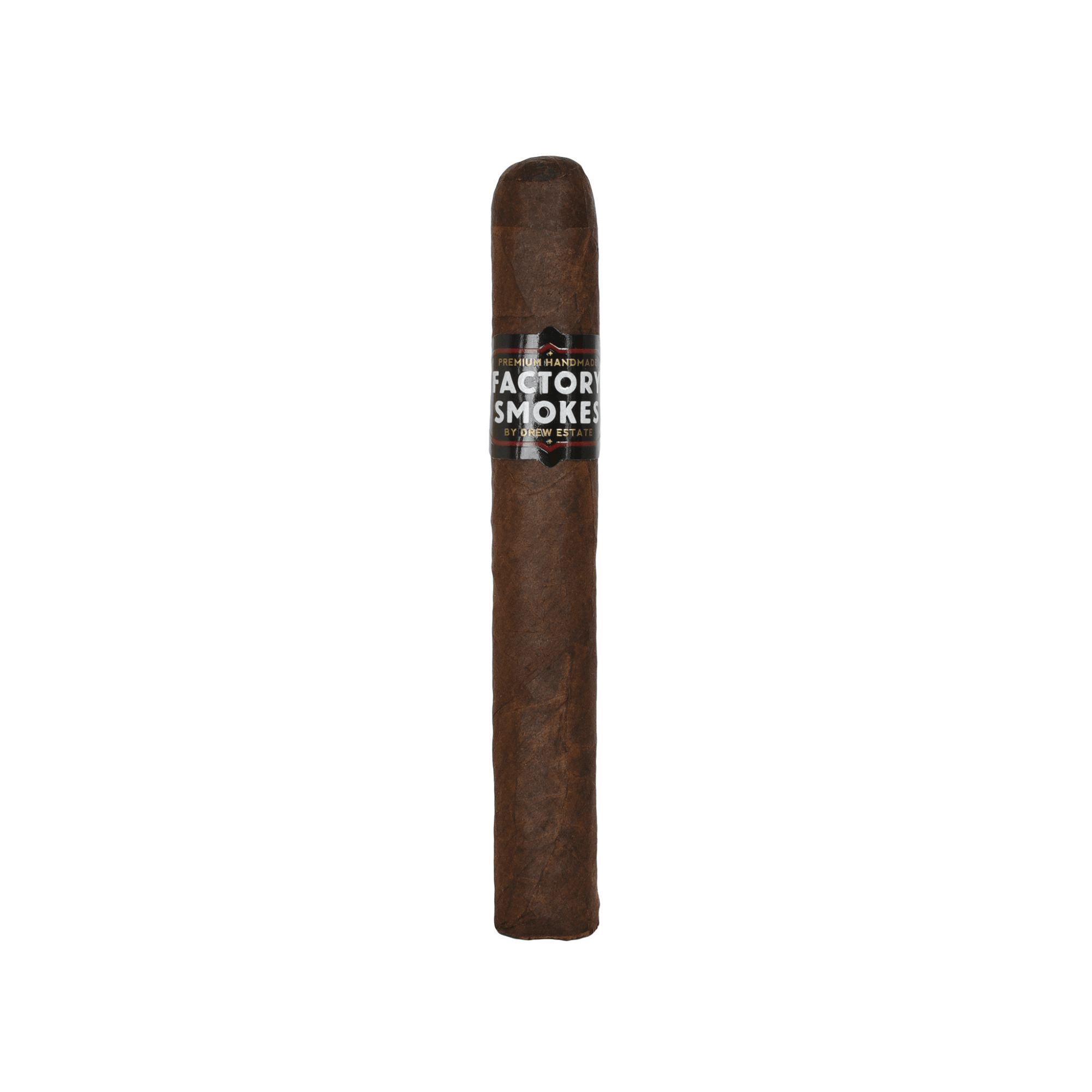 Factory Smokes Maduro Toro cigar with Nicaraguan origin, medium strength, and flavors of cocoa, espresso, earth, and black pepper.
