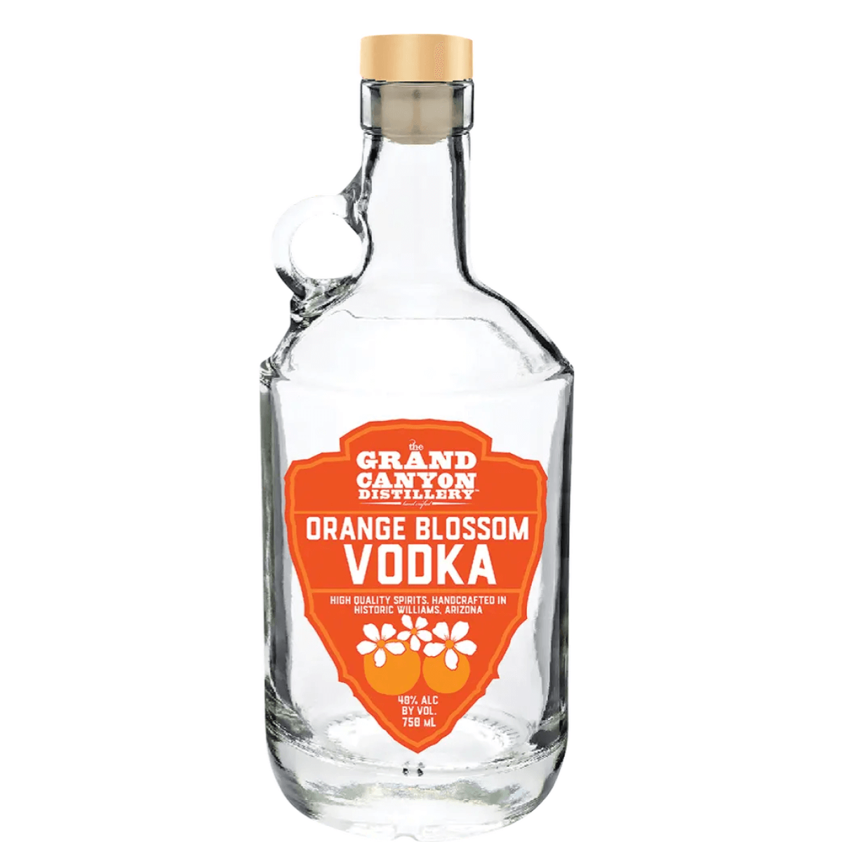 Bottle of Grand Canyon Orange Blossom Vodka 750ml from Arizona, USA with 40% ABV, awarded for its smooth, citrus-infused flavor.