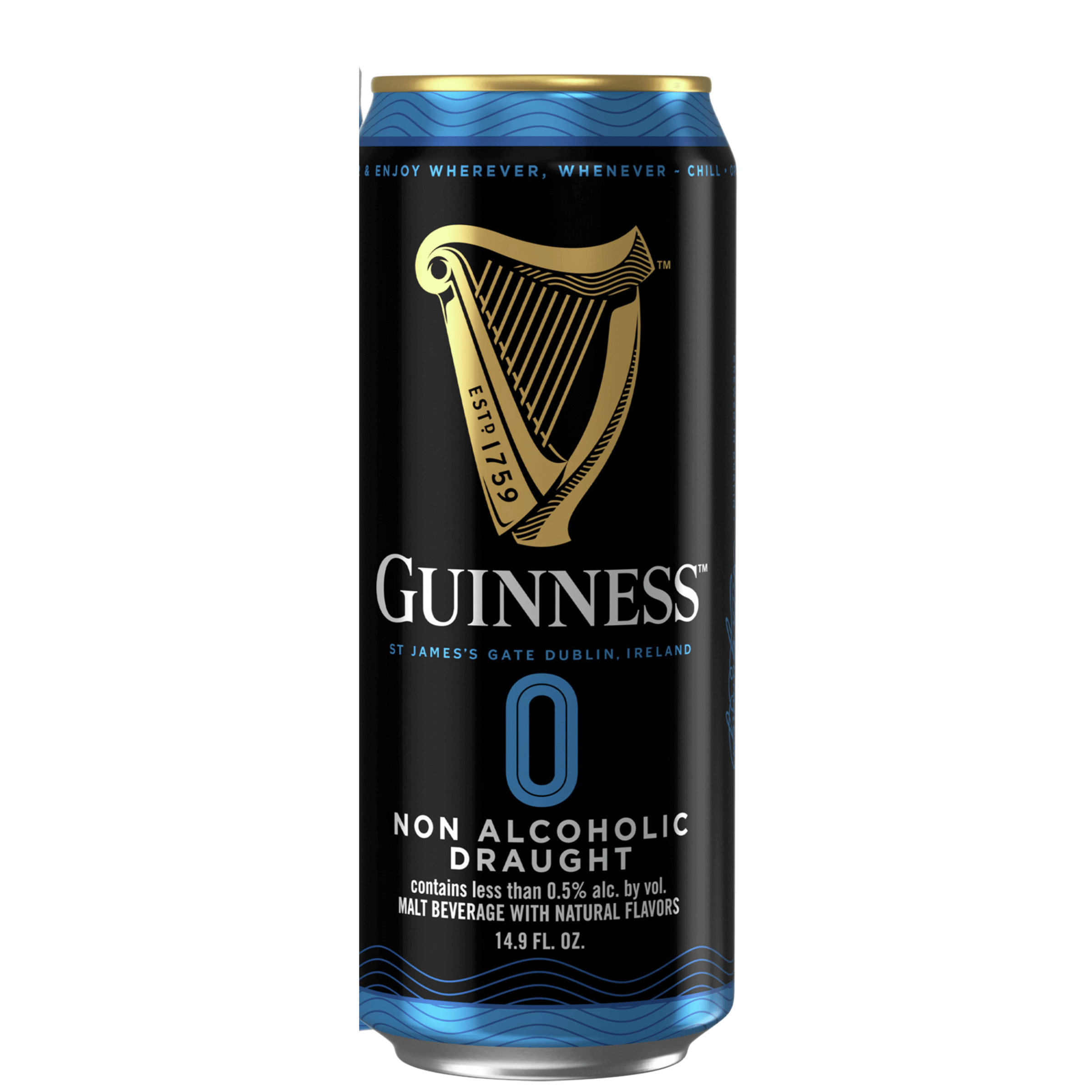 Guinness 0 Non-Alcoholic Draught Stout can, 14.9 oz, from St. James&