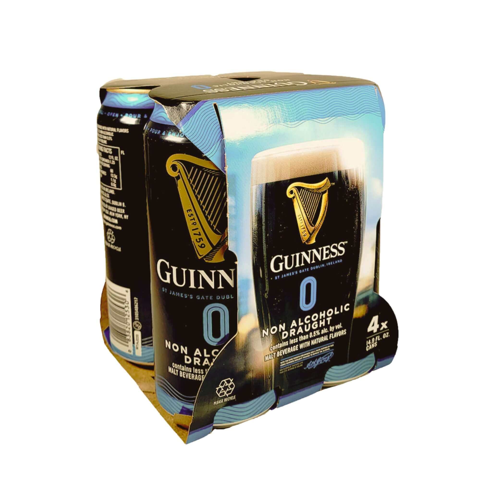 Guinness 0 Non-Alcoholic Draught 4 Pack, 14.9oz Cans, Non-Alcoholic Stout from Dublin, Ireland