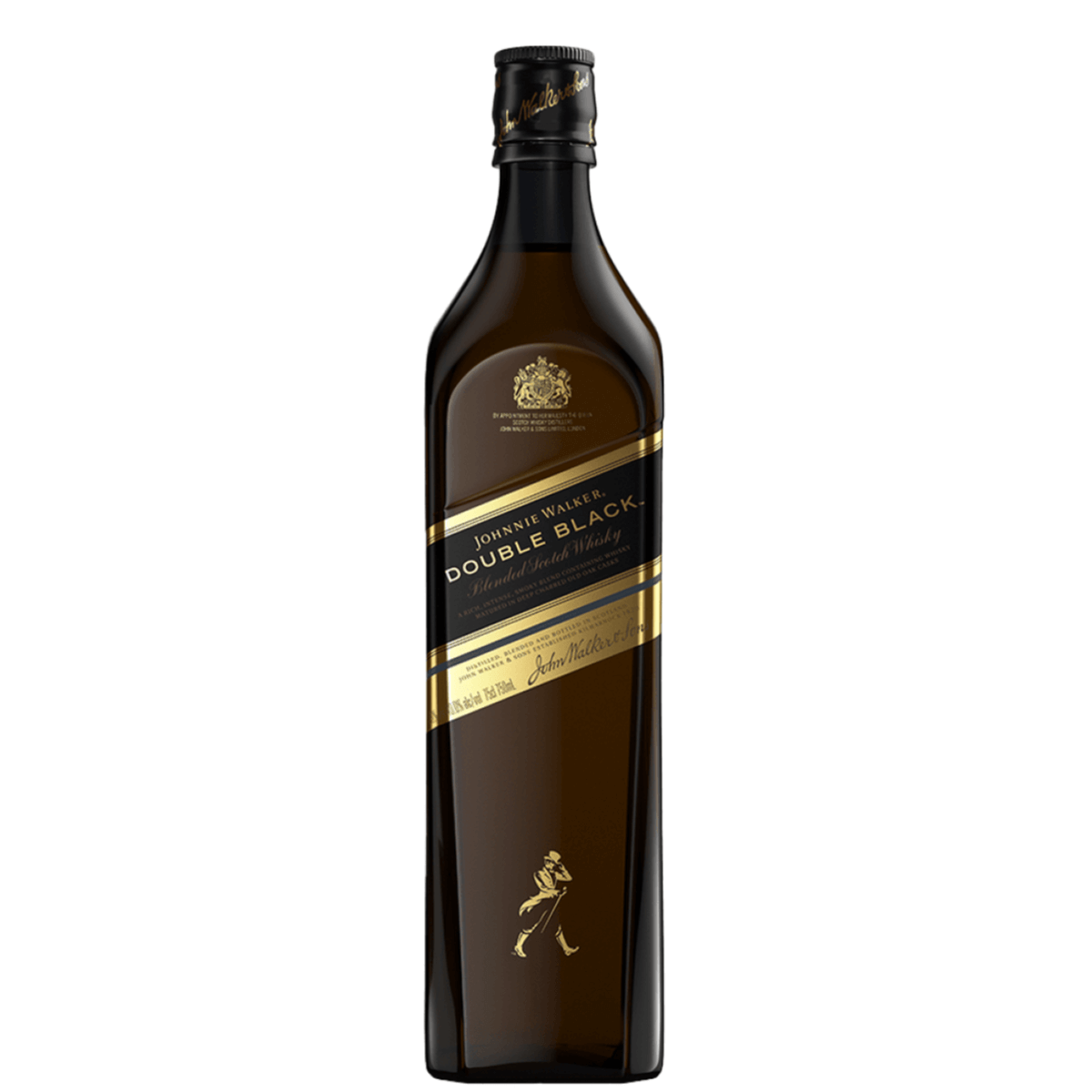 Johnnie Walker Double Black Whiskey 750ml bottle with smoky and spicy flavors, matured in deep-charred oak casks. Scottish whiskey.