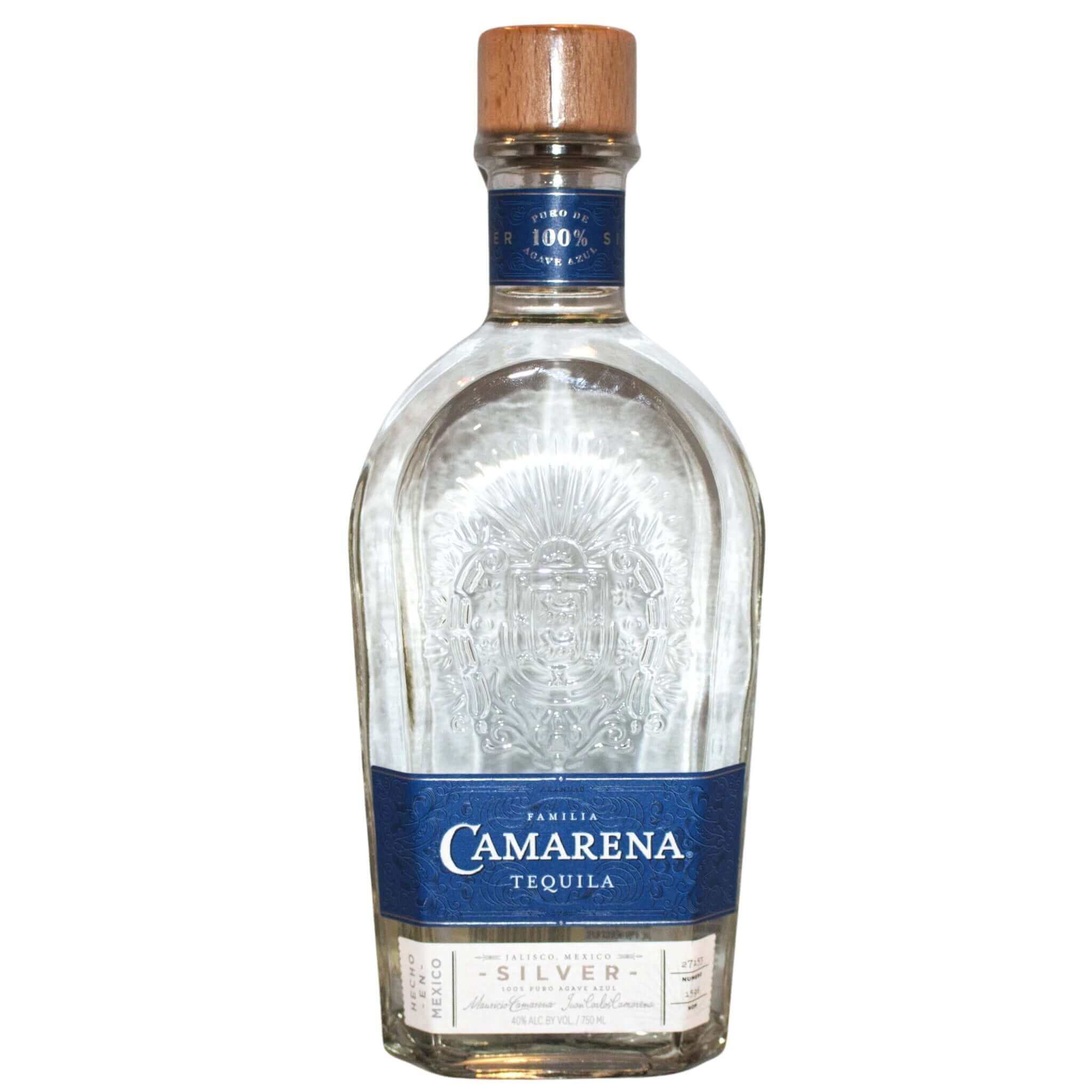 Camarena Silver Tequila 750ml bottle made from 100% blue Weber agave, highlighting its unaged, vibrant and agave-forward character.