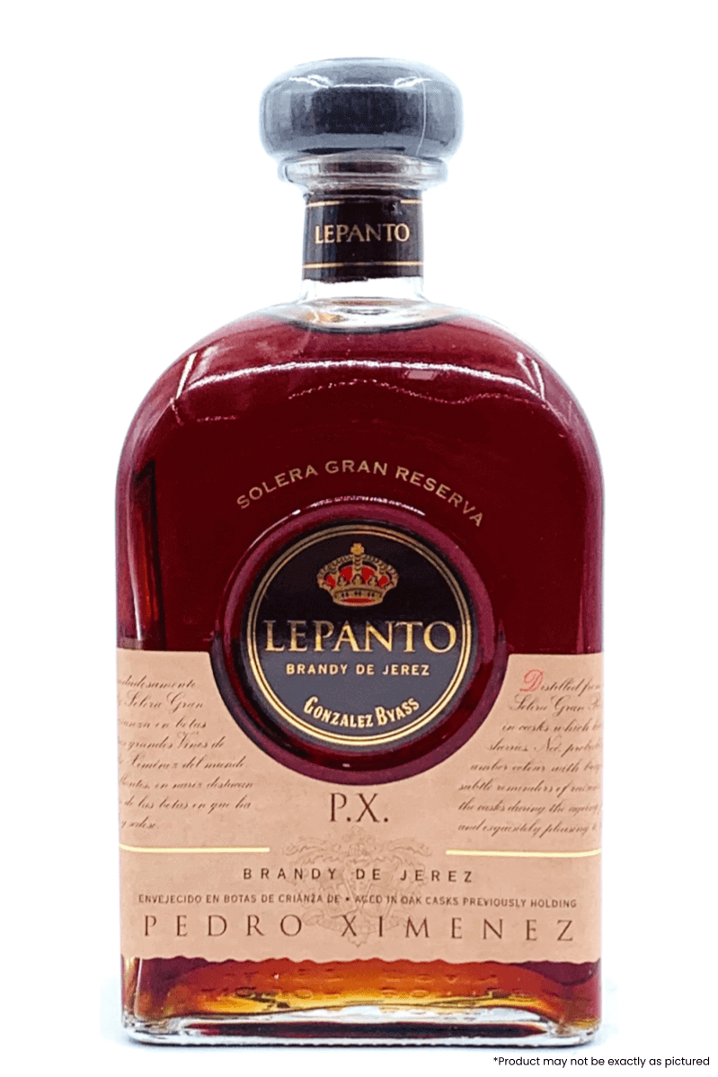 Type: Brandy
Region: Jerez-Xeres-Sherry
Country: Spain
Size: 750ml
ABV: 36%
Notes: Spain- Lepanto PX spends its first 12 years ageing in sherry oak casks, followed by 3 years in casks previously used for ageing sweet Pedro Ximenez. Dark amber in color wi