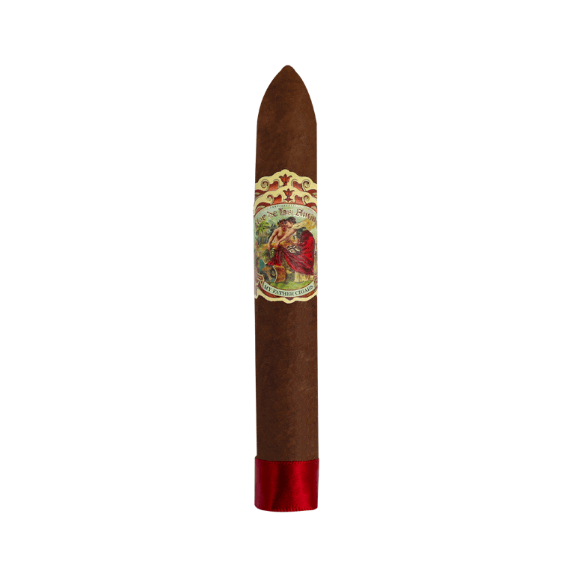 My Father Flor de Las Antillas Belicoso cigar with Nicaraguan sun-grown wrapper, featuring medium strength and smooth flavor profile.
