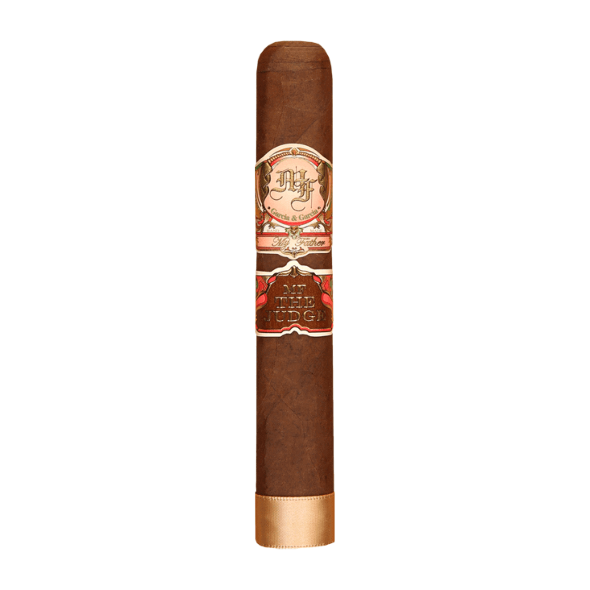 My Father The Judge Toro Box Press cigar with Ecuadorian Sumatra wrapper, 6 x 56 size, full-strength, rich flavor profile.