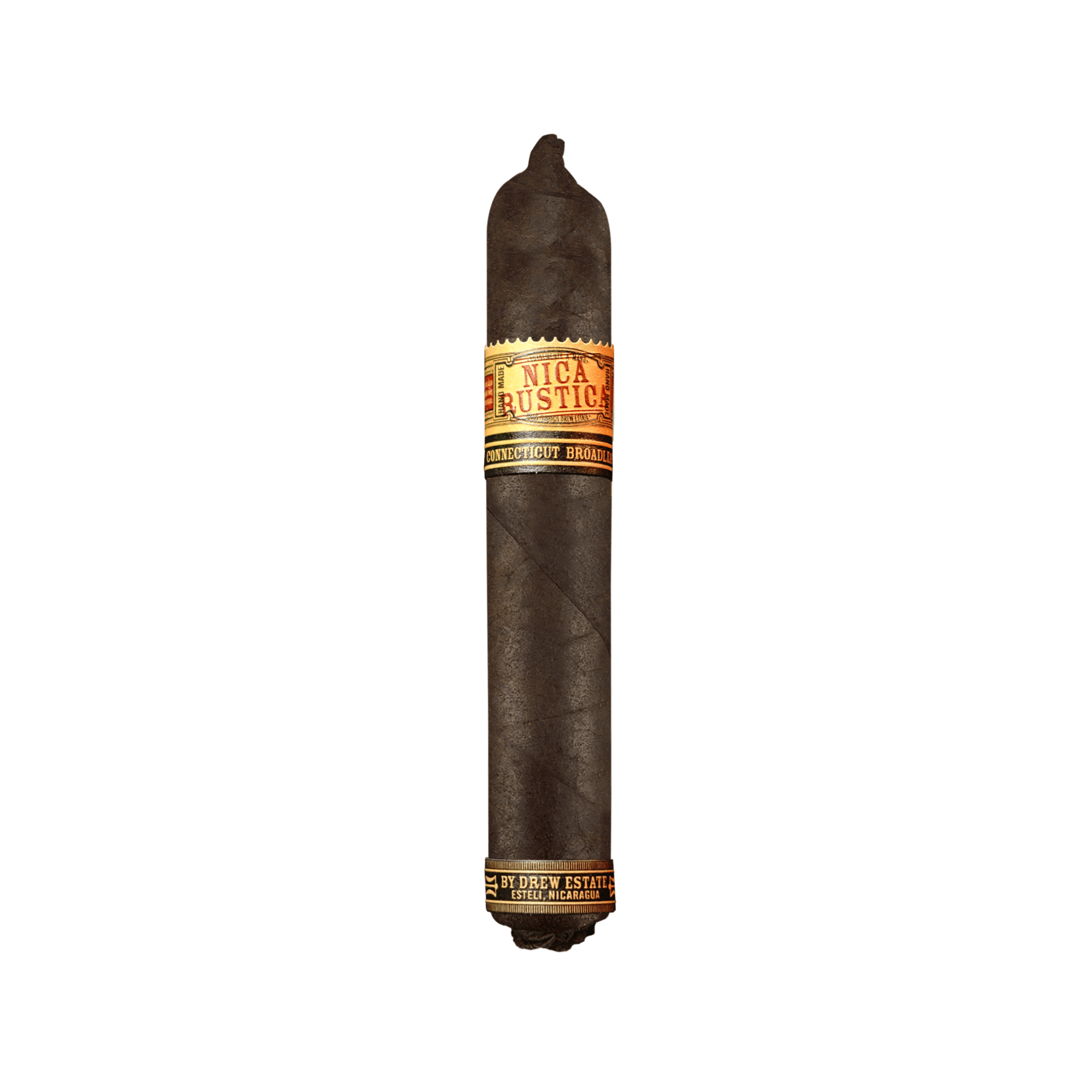 Nica Rustica Connecticut Short Robusto cigar with Connecticut Shade wrapper by Drew Estate, showcasing rich, earthy flavor notes.