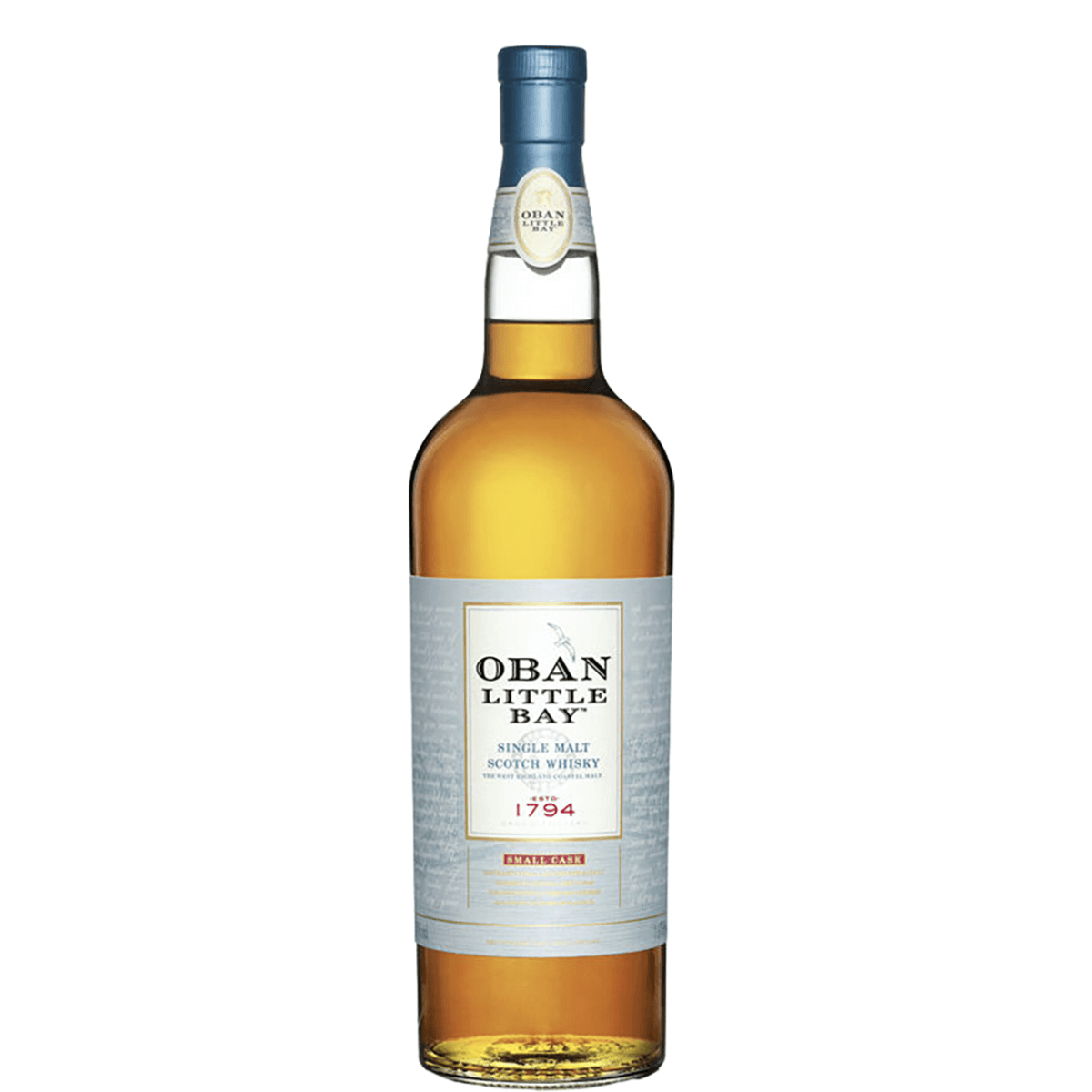 Oban Little Bay Single Malt Scotch Whisky 750ml bottle from the Highlands, featuring notes of citrus, spice, and dark chocolate.