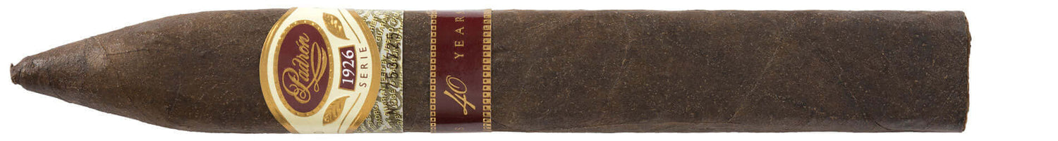 Padrón 1926 No. 40 Maduro cigar, Nicaraguan sun-grown wrapper, box-pressed torpedo shape, full strength, luxury flavors of chocolate and espresso