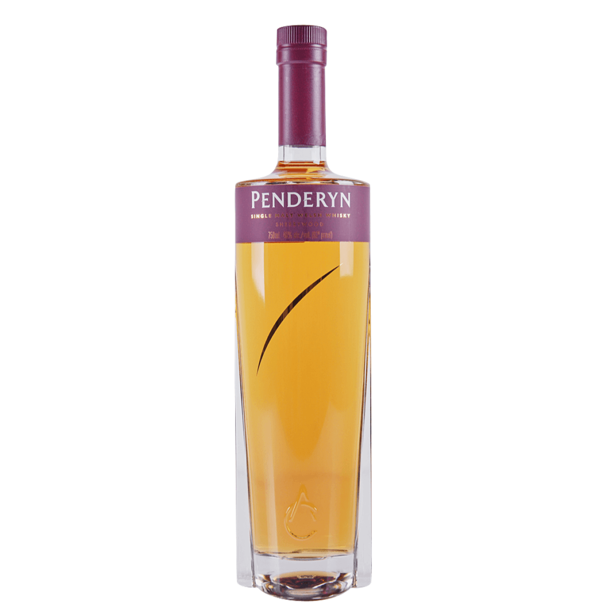 Penderyn Sherrywood Single Malt Whiskey 750ml bottle with burgundy label, 46% ABV, matured in ex-bourbon and Oloroso Sherry casks.