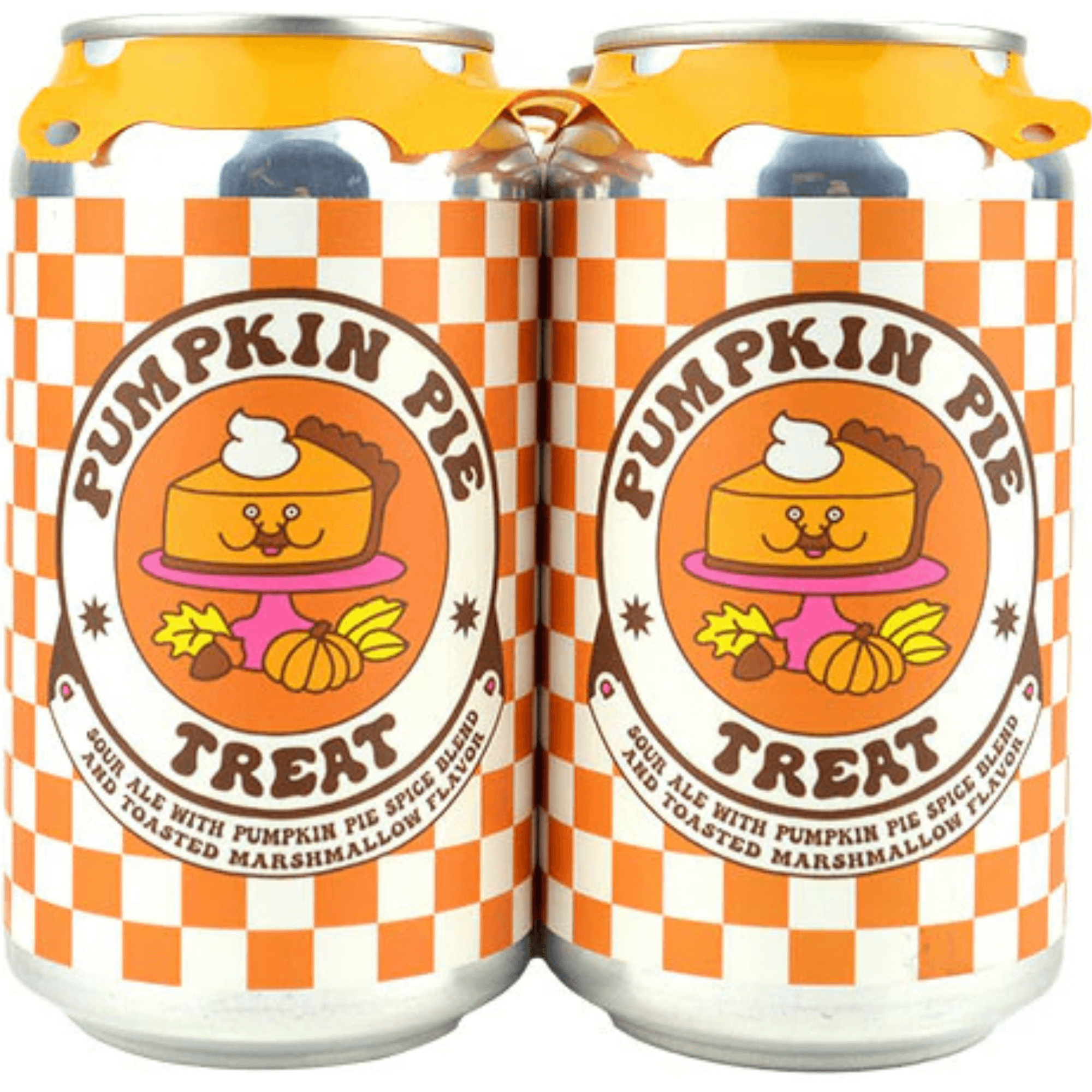 Prairie Artisan Ales Pumpkin Pie Treat can — sour ale with pumpkin, spices, and marshmallow; bright orange label with fall-themed design.