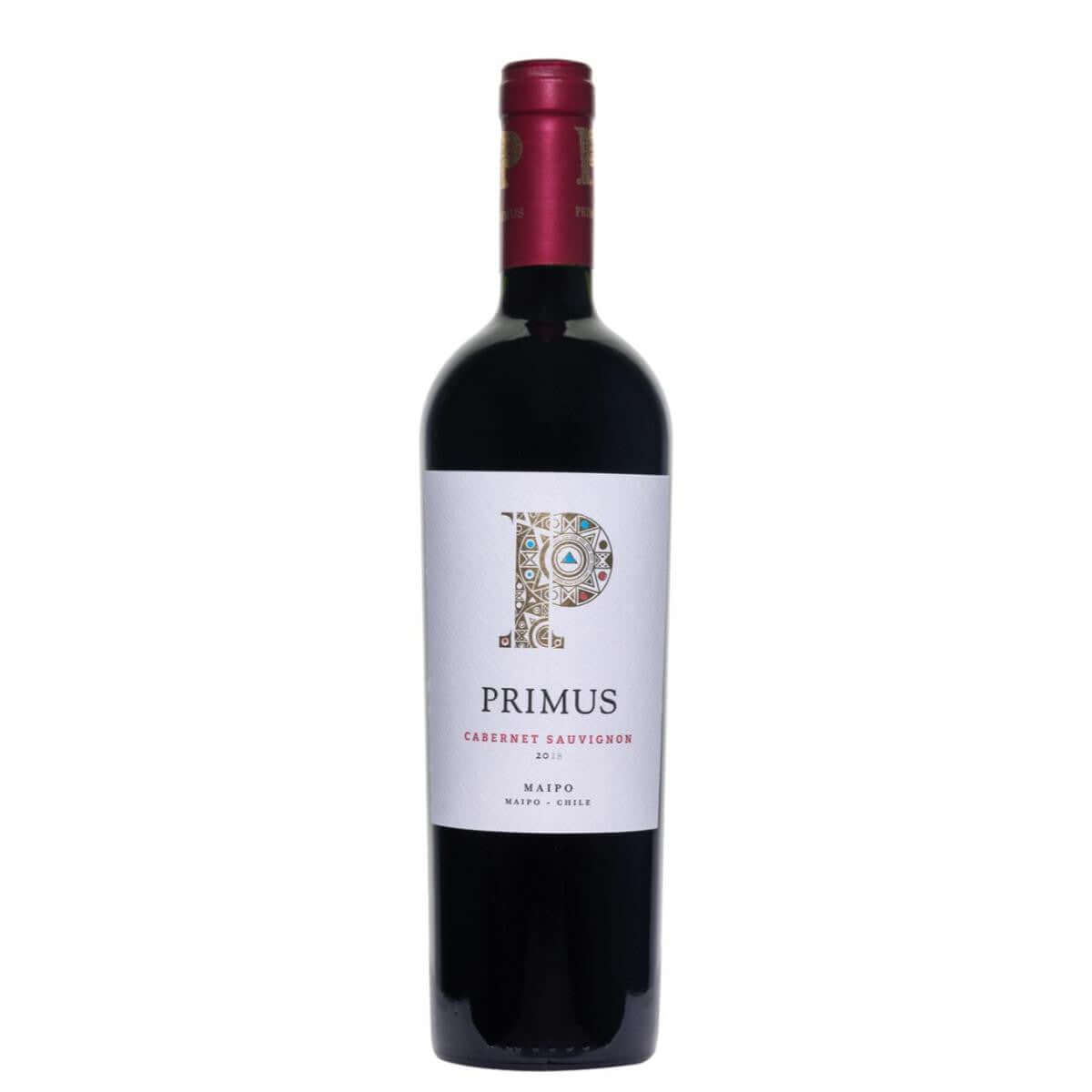 Primus Cabernet Sauvignon Maipo Valley 2018 750ml Chilean red wine bottle.