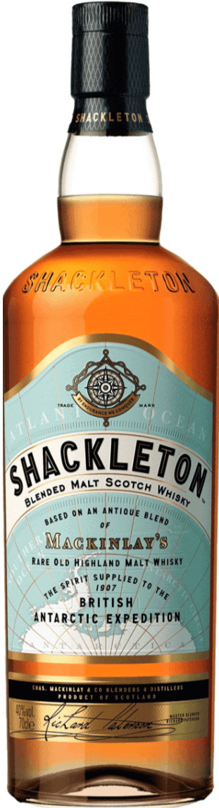 Shackleton Blended Malt Scotch Whisky 750ml bottle, featuring Highland malt whiskies with 40% ABV, inspired by Sir Ernest Shackleton&
