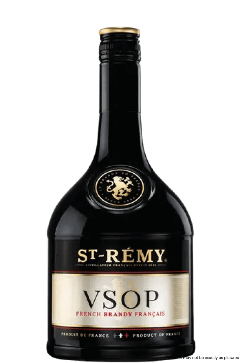St-Remy VSOP Brandy 750ml bottle, French brandy with red berry and vanilla notes, 40% ABV, ideal neat or with a mixer.