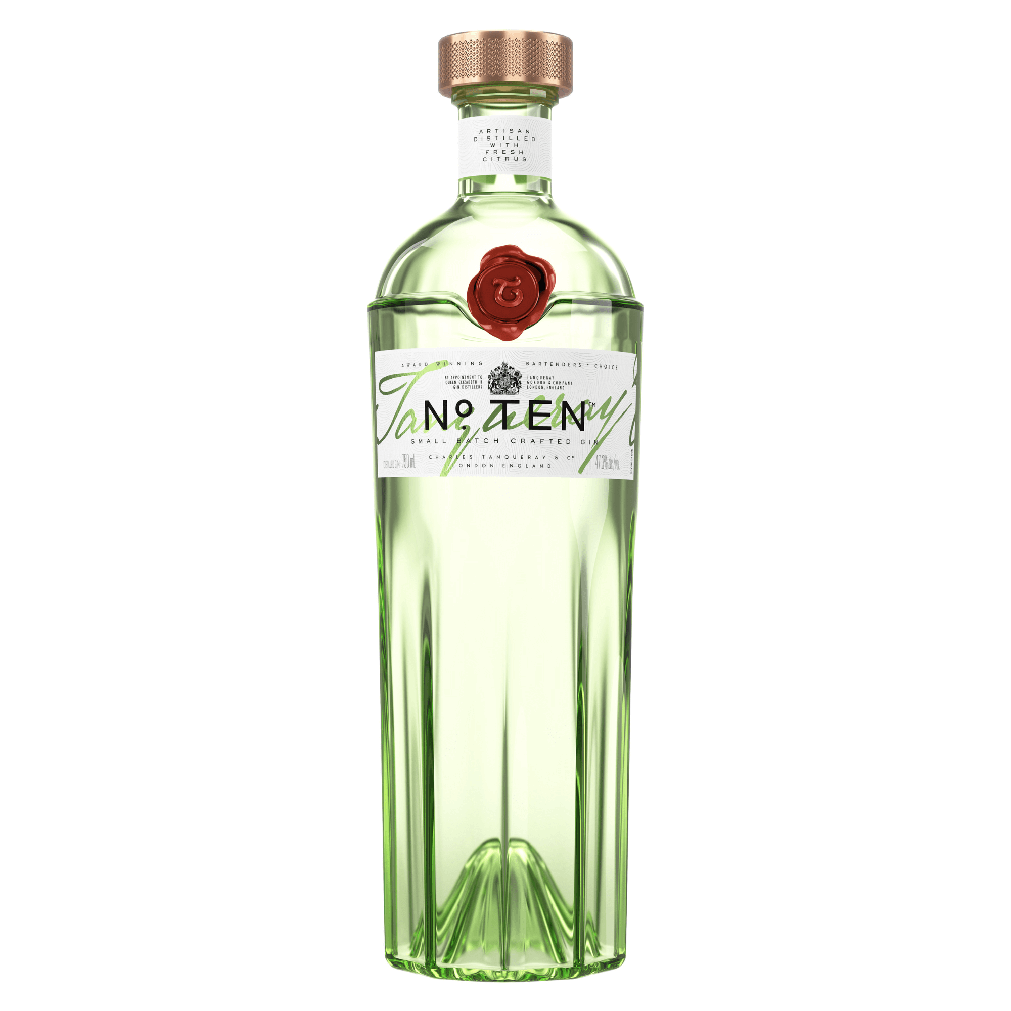 Tanqueray No.Ten 750ml Gin Bottle - Ultra-premium London Dry Gin with citrus and chamomile notes, distilled in England.