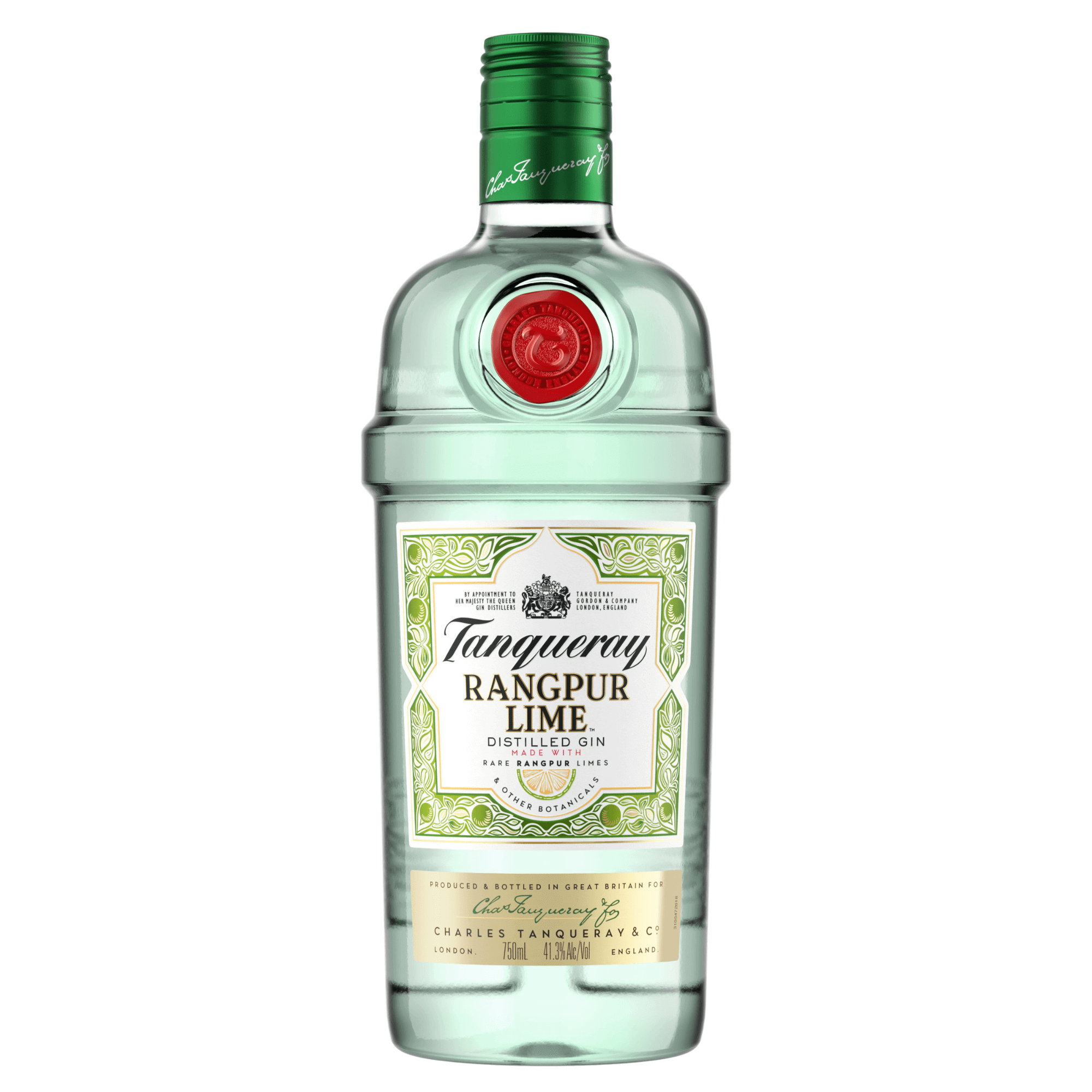 Tanqueray Rangpur Gin 750ml bottle with Rangpur lime flavor and botanicals, 41.3% ABV, from London, UK.