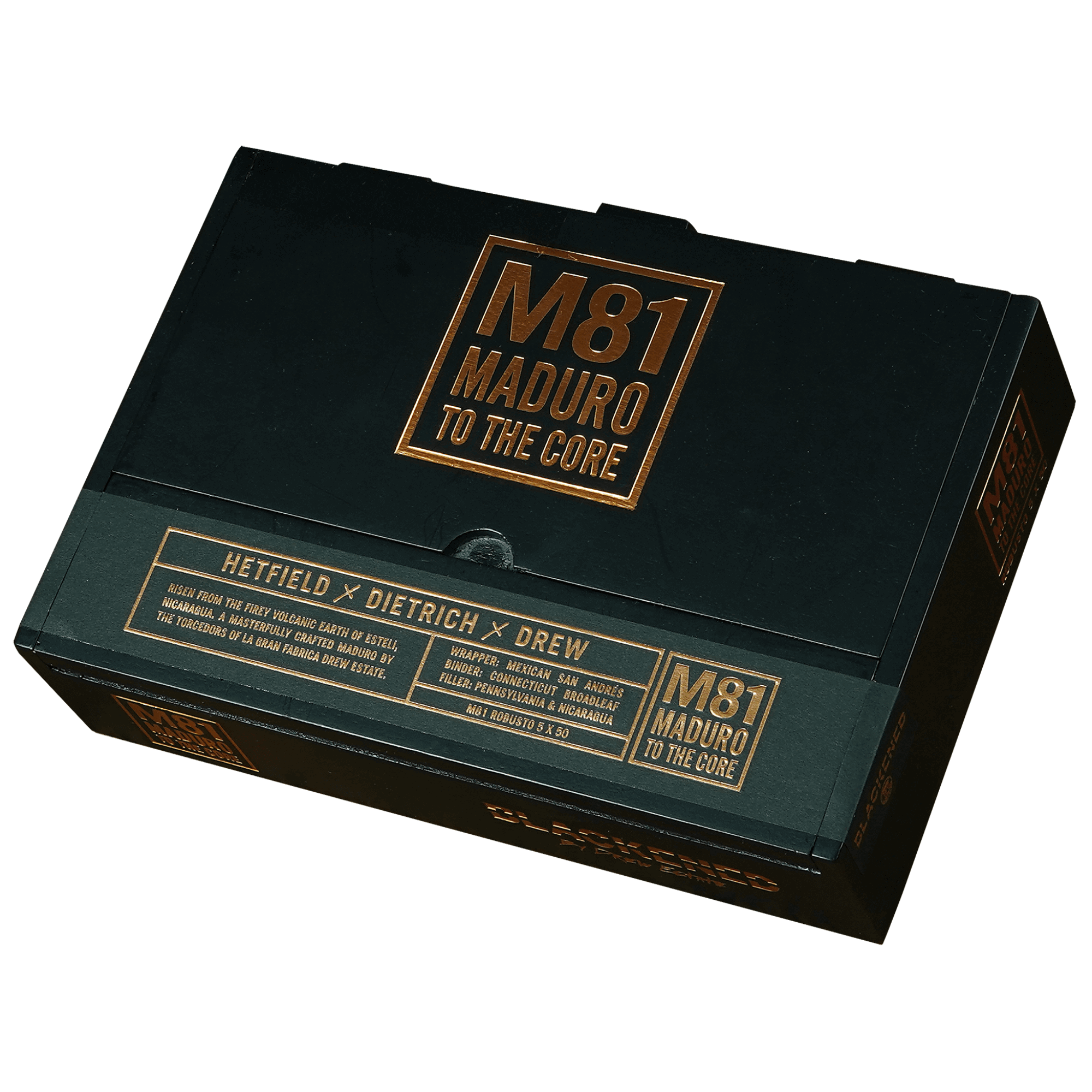 Drew Estate Blackened M81 Maduro 20 Count Box with bold design and branding - premium robusto cigar collection.