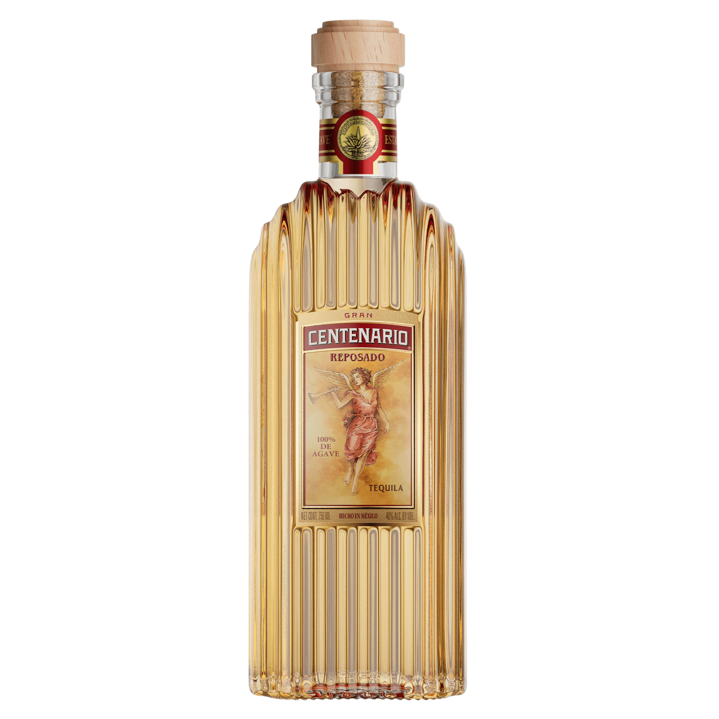 Gran Centenario Reposado Tequila 750ml bottle, aged in American oak, 100% Blue Weber agave, distilled in Tequila, Jalisco, Mexico.