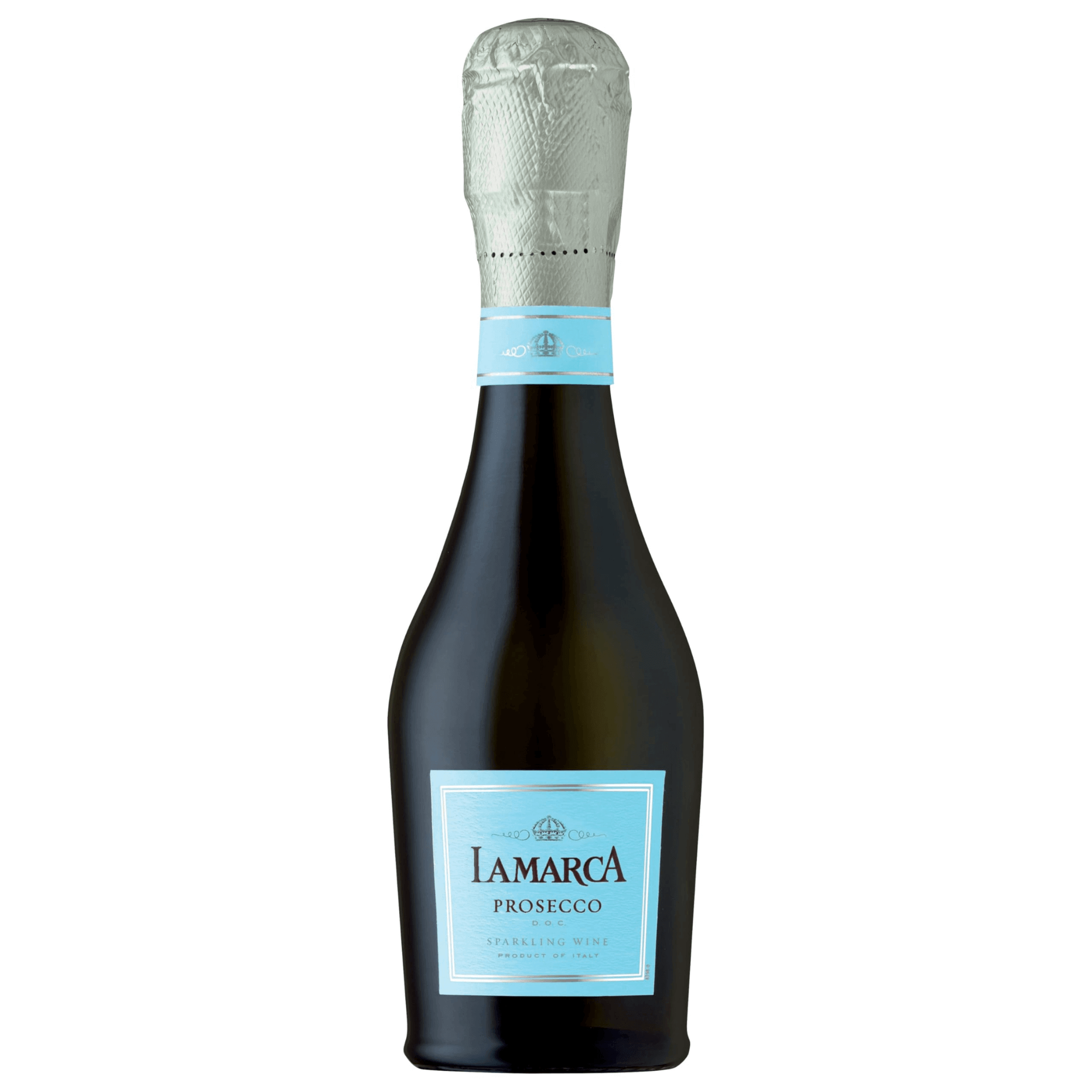 La Marca Prosecco 187ml bottle, Italian sparkling wine with citrus, apple notes, Treviso region, 11.3% ABV, 100% Glera grape.