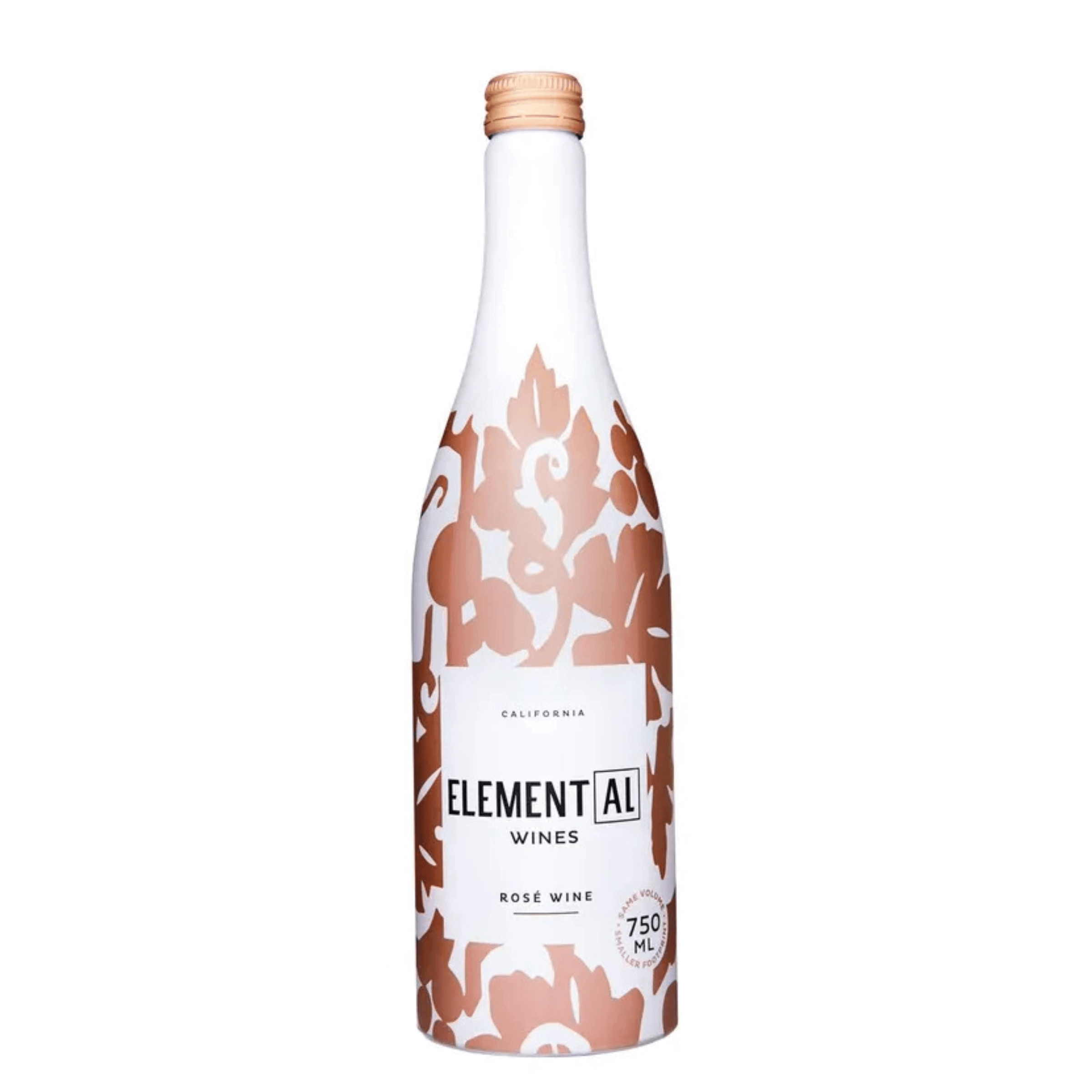 Elemental Rose wine 750ml, aluminum bottle, California Rosé of Pinot Noir with floral pattern by ElementAL Wines.