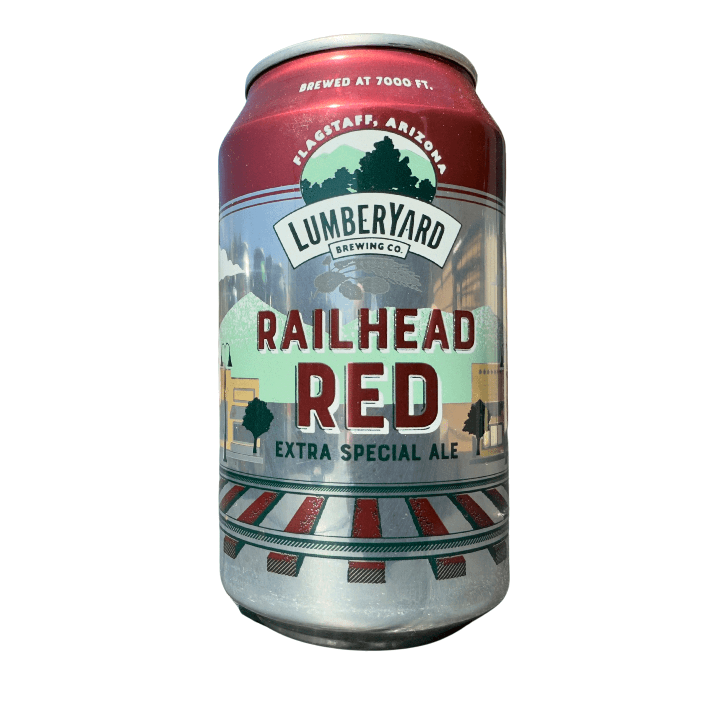 Lumberyard Brewing Railhead Red 12oz can, American Red Ale from Flagstaff, Arizona with malt notes and earthy hop bitterness.