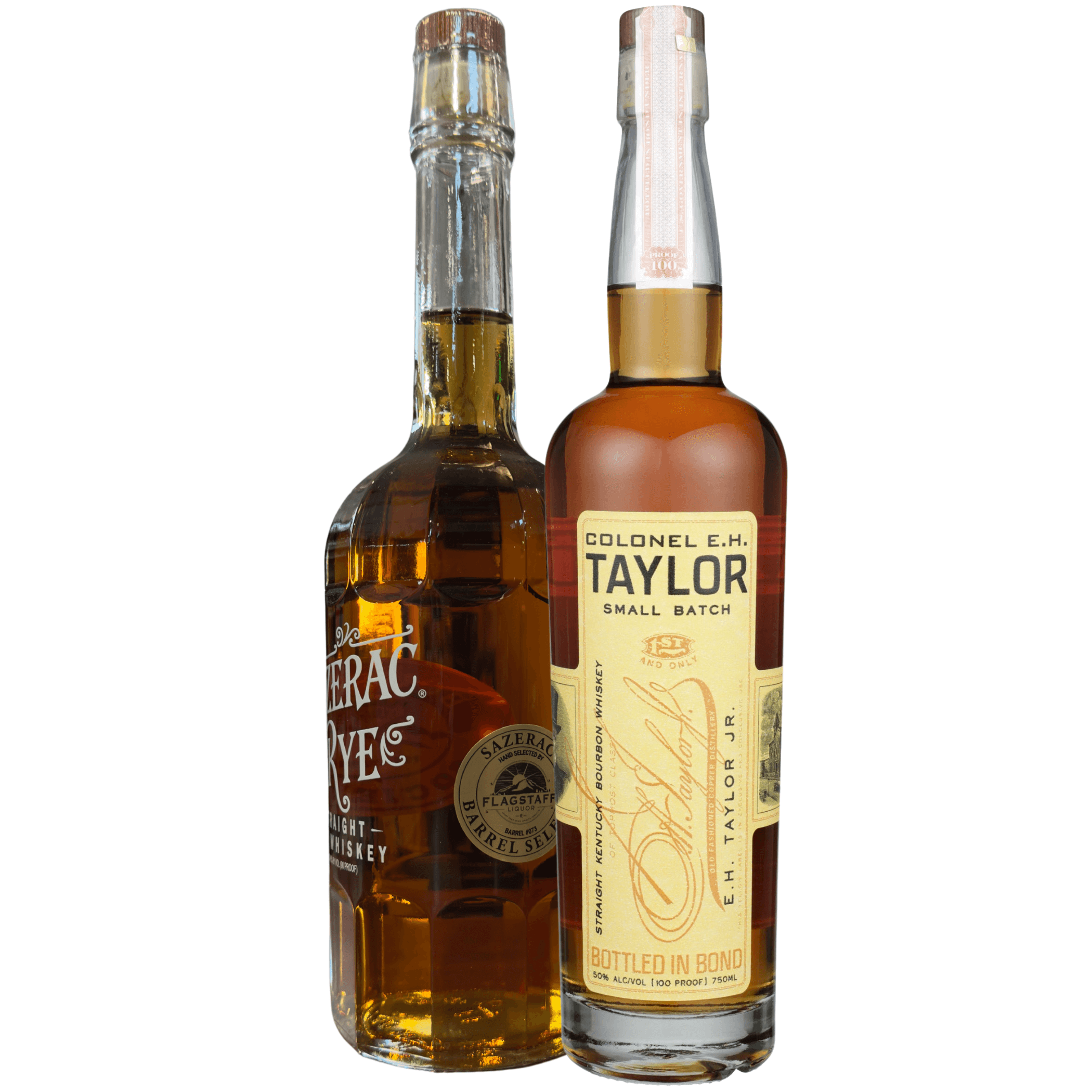 E.H. Taylor Small Batch 750ml X Flagstaff Liquor Sazerac Rye Single Barrel 750ml (2 Bottle Bundle)