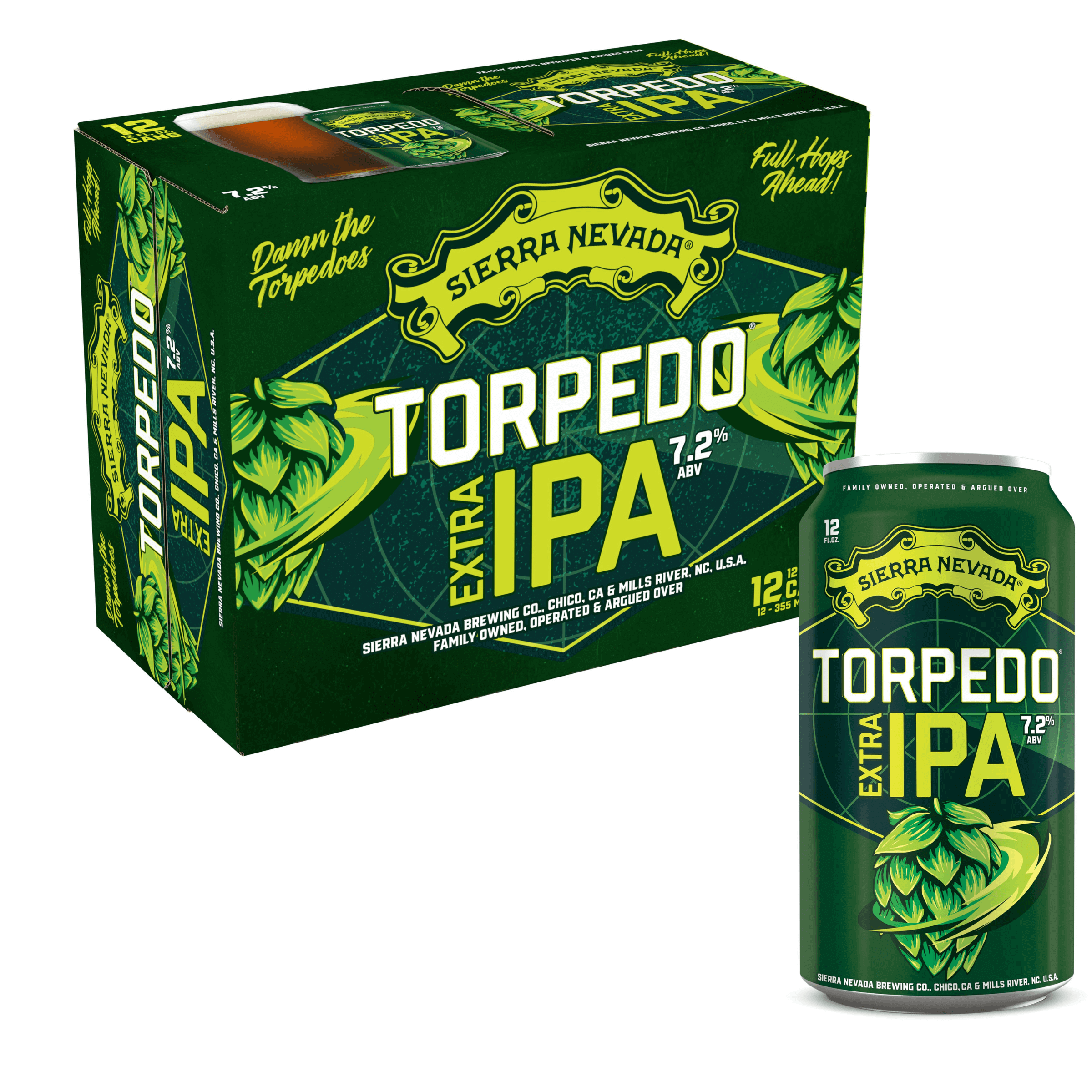 Sierra Nevada Torpedo Extra IPA 12 Pack Cans. Bold American India Pale Ale with citrus and pine flavors, brewed in Chico, CA.
