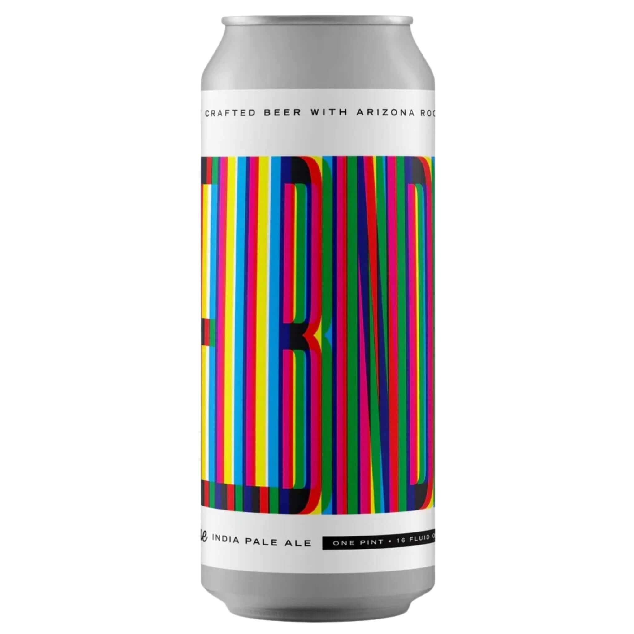 Wren House Spellbinder 16oz IPA can with colorful graphic design, featuring tropical and citrus flavors. Brewed in Phoenix, Arizona.