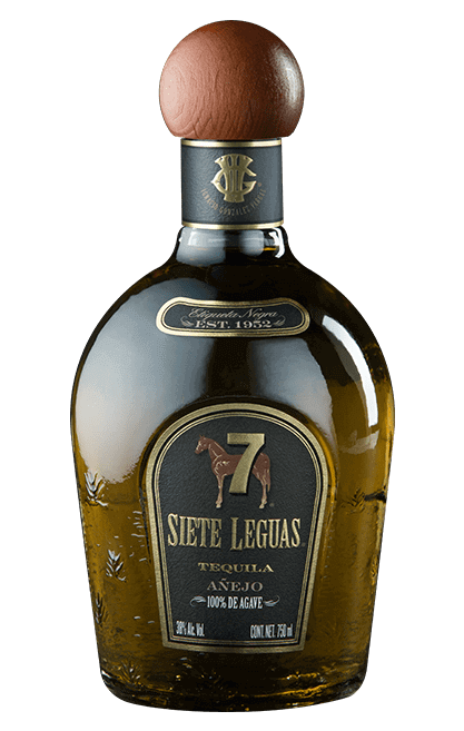 Siete Leguas Añejo Tequila 750ml bottle, aged 24 months, with rich American oak flavor, 40% ABV, from Jalisco, Mexico.