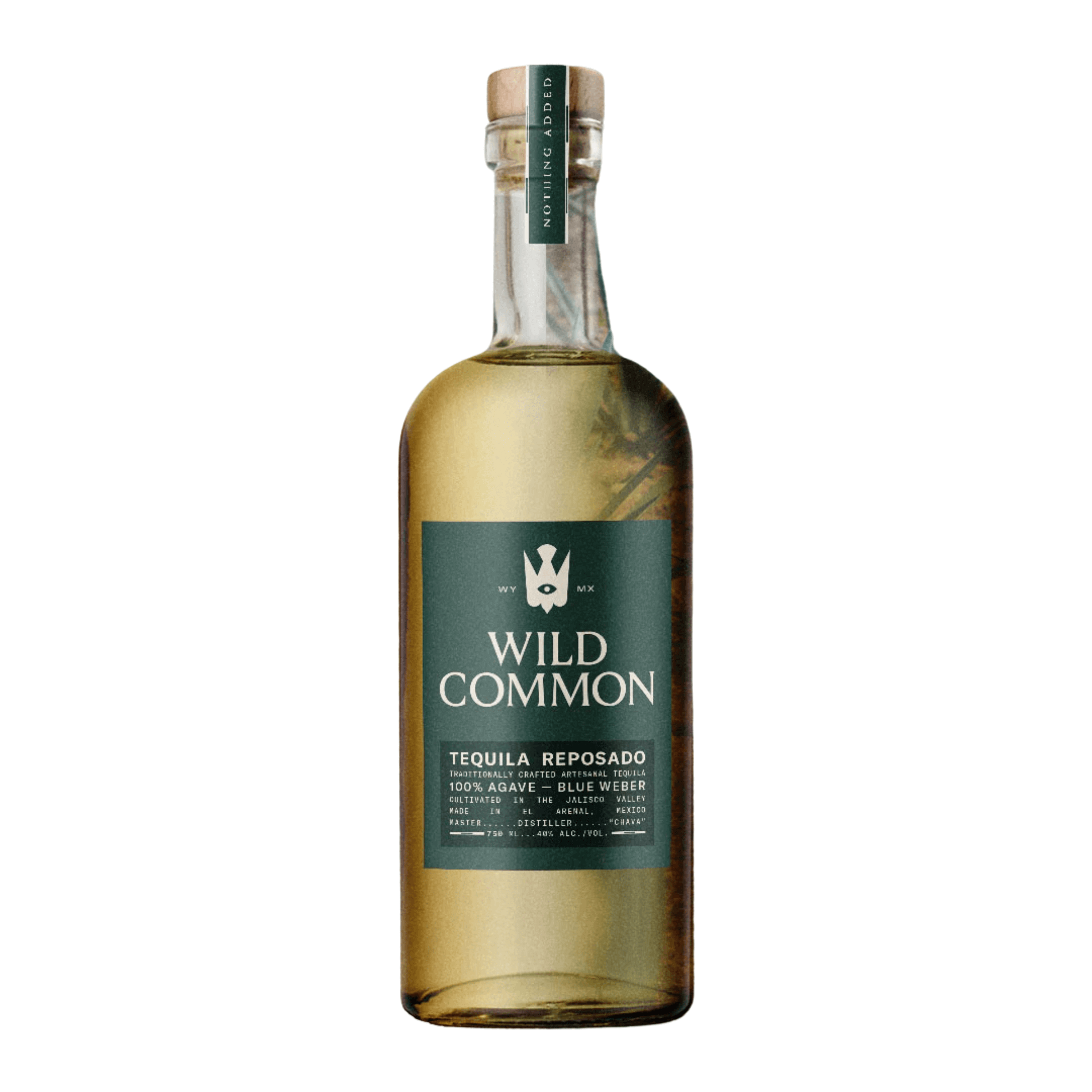 Wild Common Tequila Reposado 750ml bottle, 100% blue agave, lightly aged in bourbon barrels, Cascahuin Distillery, Jalisco.